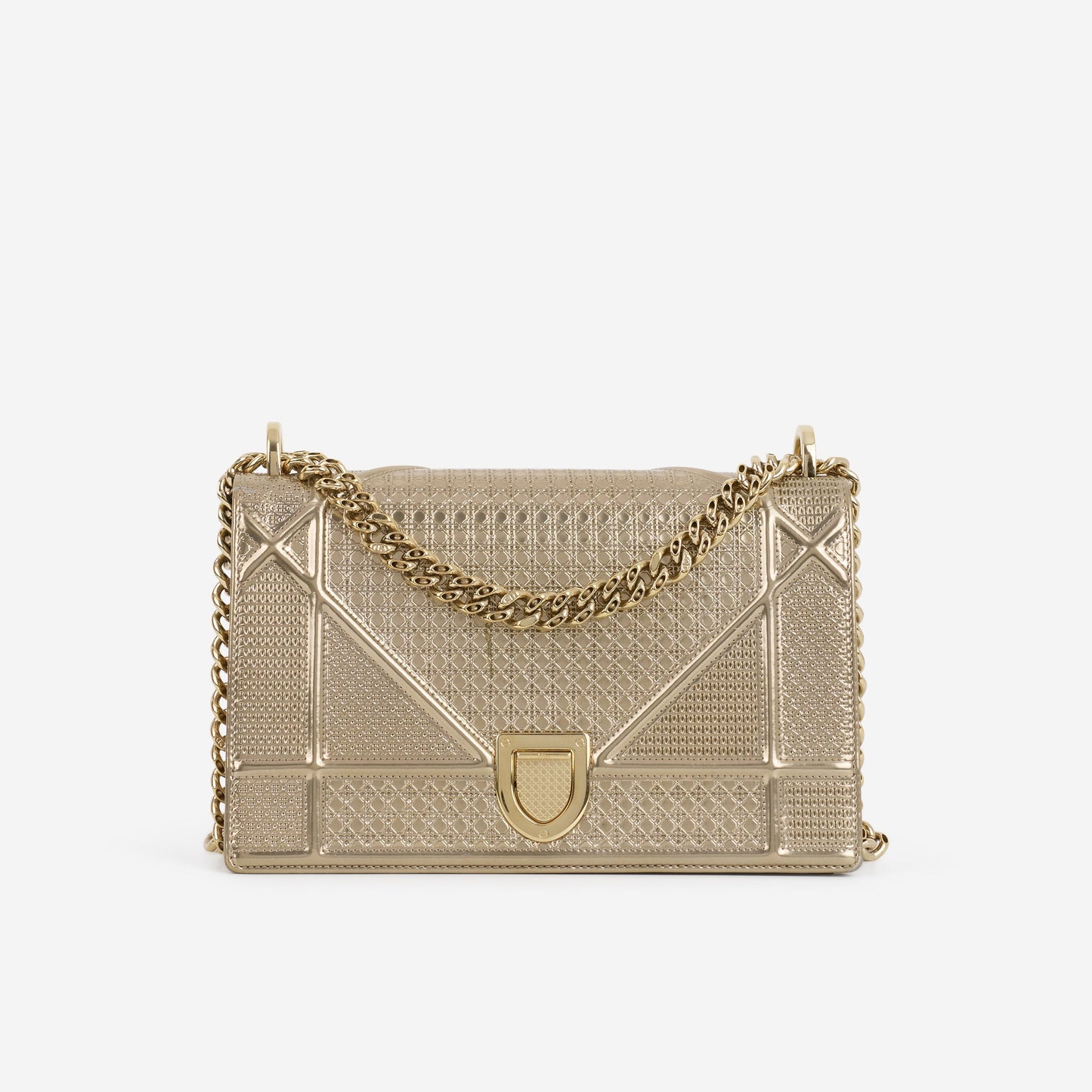 Dior Medium Diorama - Gold Metallic Micro Cannage | Champagne Gold Hardware
