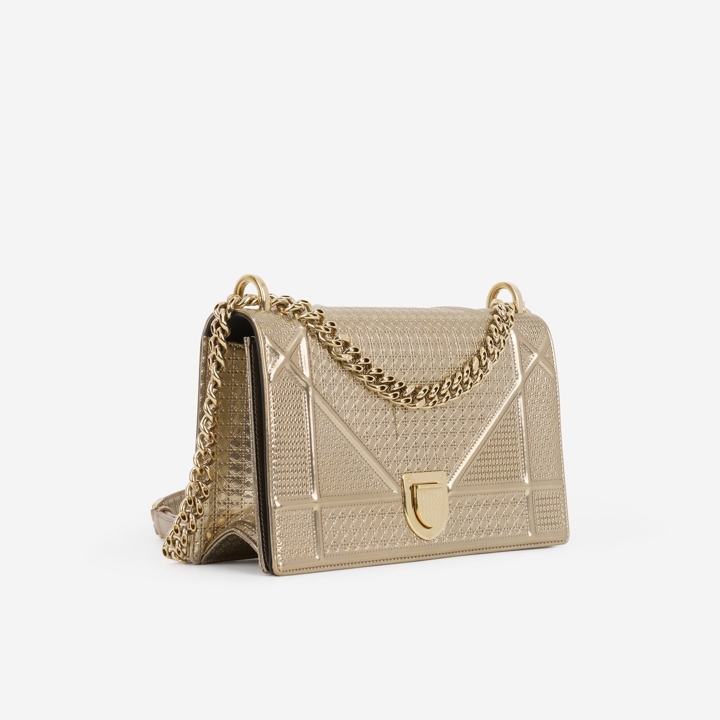 Dior Medium Diorama - Gold Metallic Micro Cannage | Champagne Gold Hardware