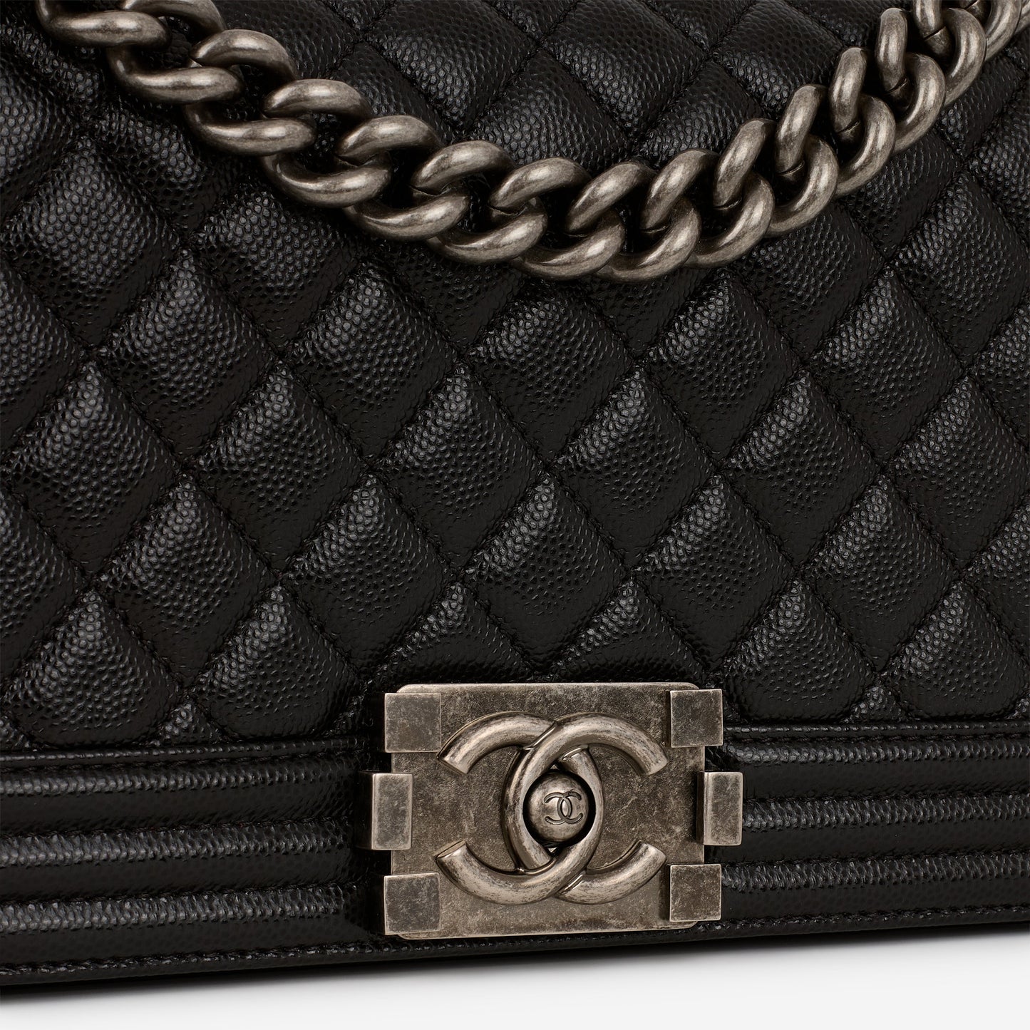 Chanel Old Medium Boy Bag - Black Caviar | Ruthenium Hardware