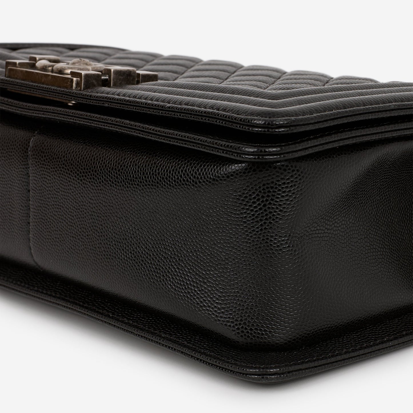 Chanel Old Medium Boy Bag - Black Caviar | Ruthenium Hardware
