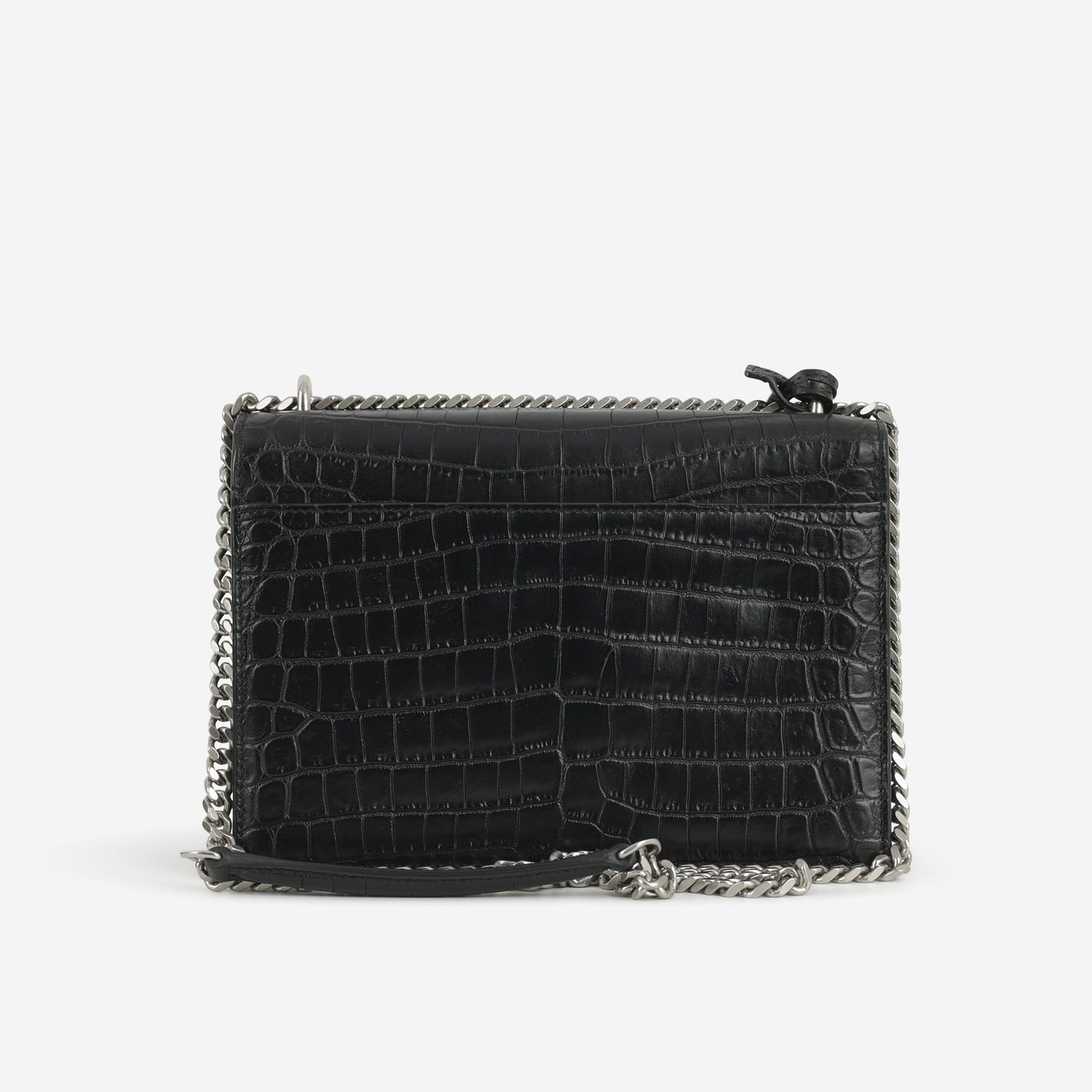 Saint Laurent Medium Sunset - Black Crocodile Embossed | Silver Hardware