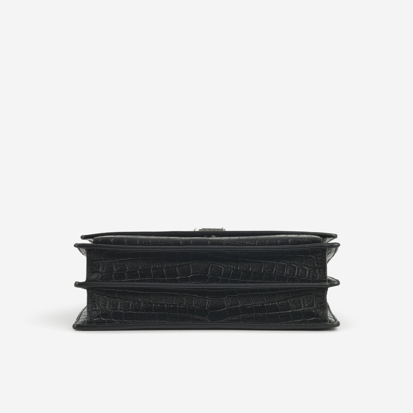 Saint Laurent Medium Sunset - Black Crocodile Embossed | Silver Hardware