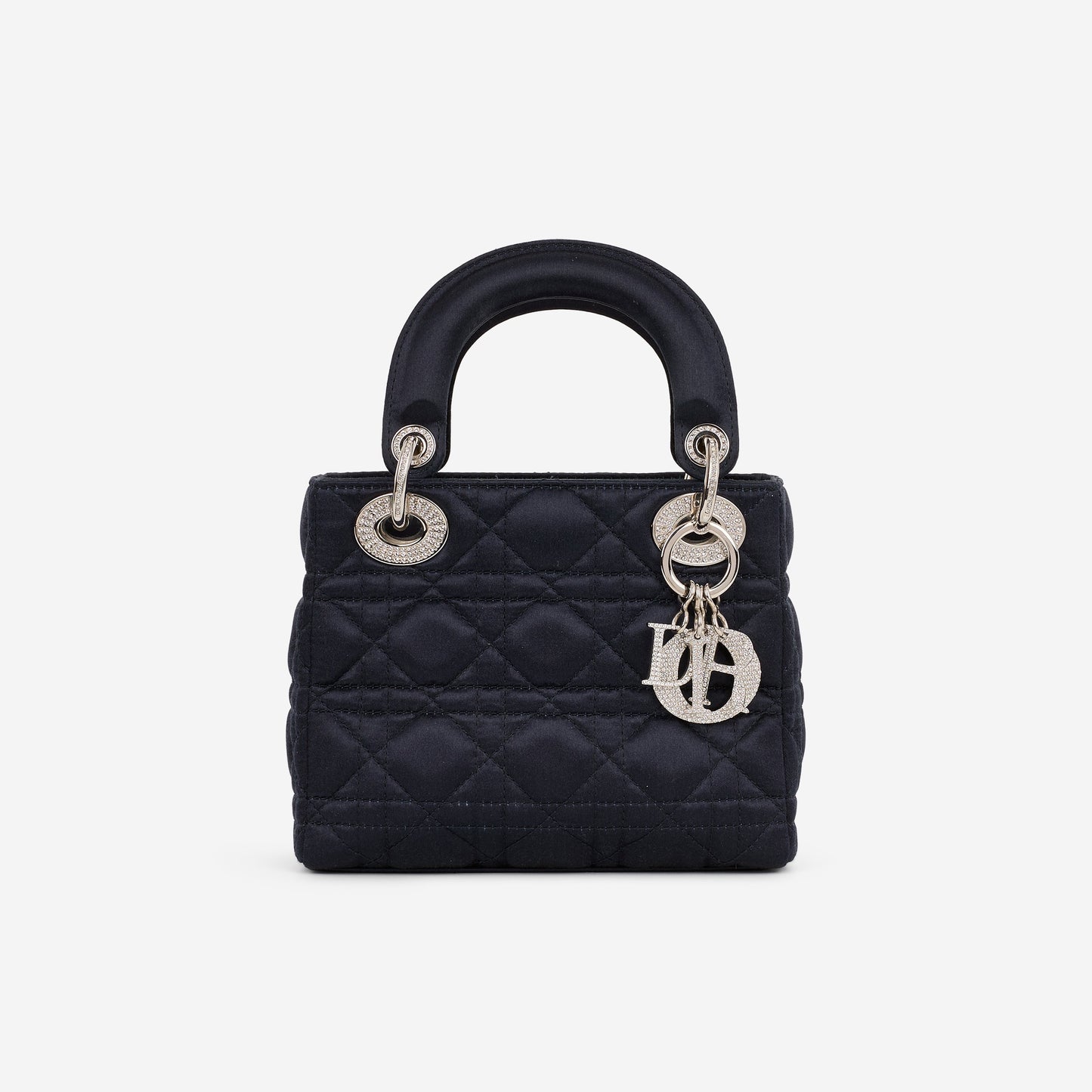 Dior Mini Lady Dior - Navy Satin with Strass | Silver Hardware