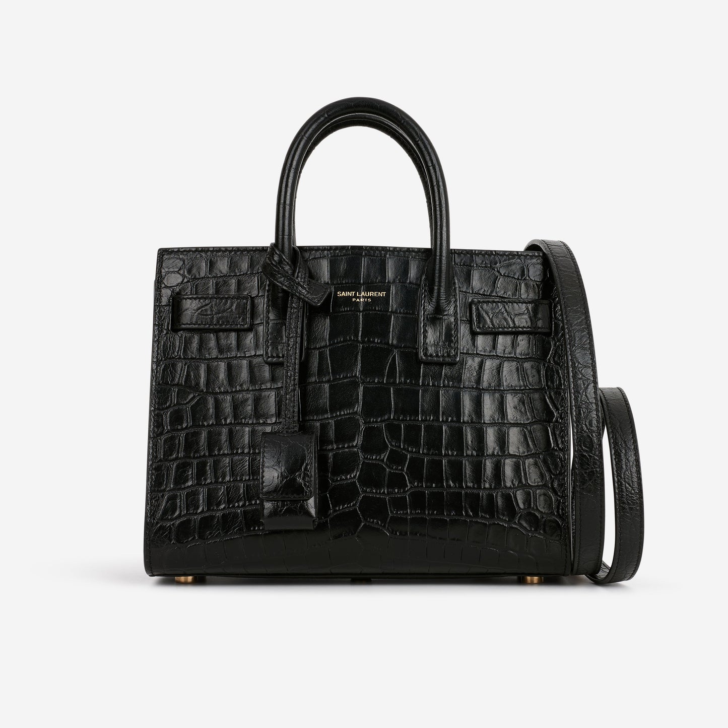Saint Laurent Nano Sac De Jour - Black Croc Embossed | Gold Hardware