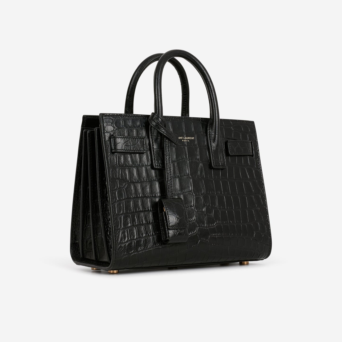 Saint Laurent Nano Sac De Jour - Black Croc Embossed | Gold Hardware