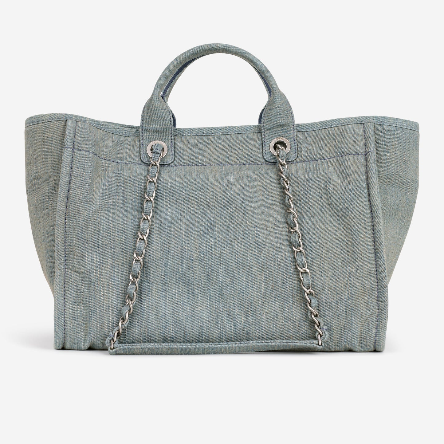 Chanel Large Deauville - Light Washed Denim | Brushed Silver Hardware