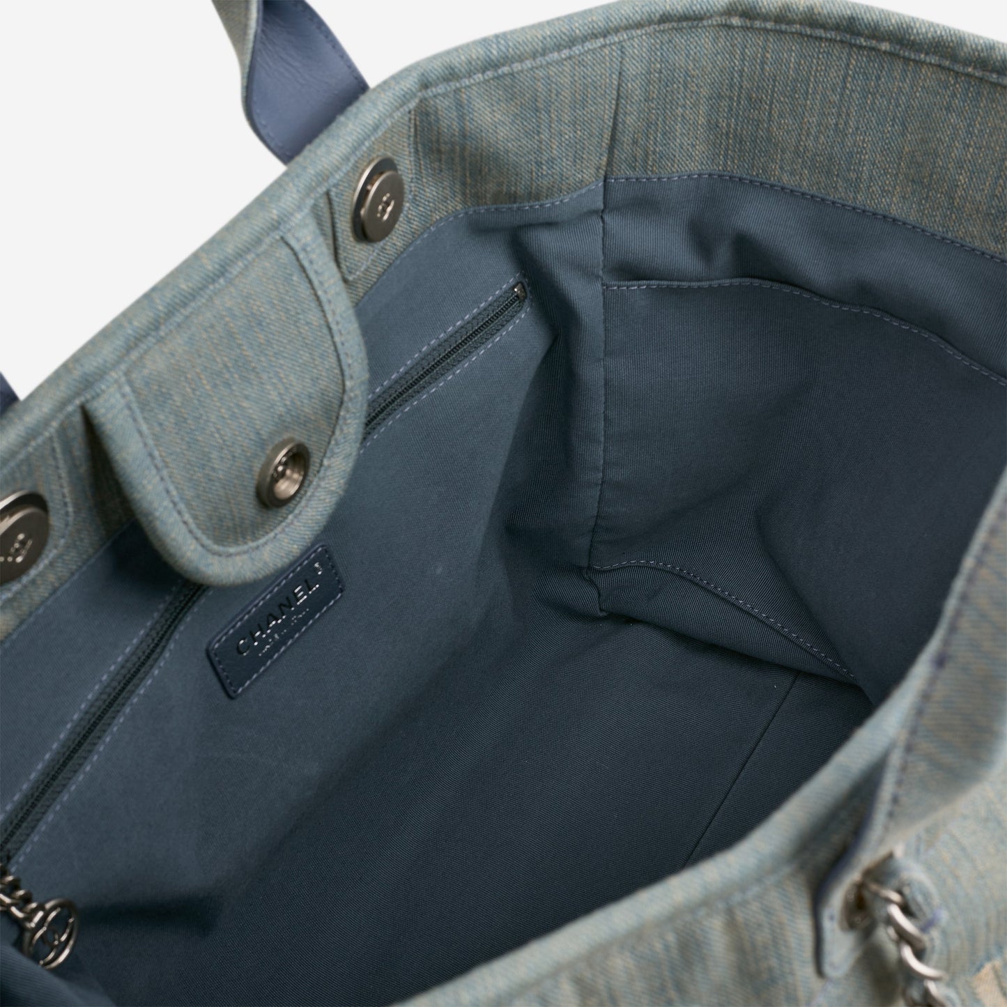 Chanel Large Deauville - Light Washed Denim | Brushed Silver Hardware