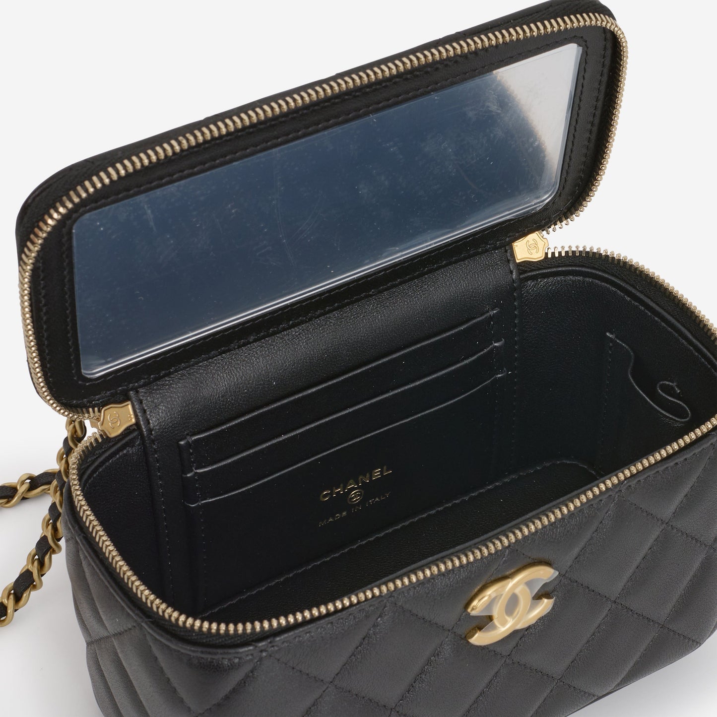 Chanel 26S Long Vanity with Chain - Black Lambskin | Gold Hardware
