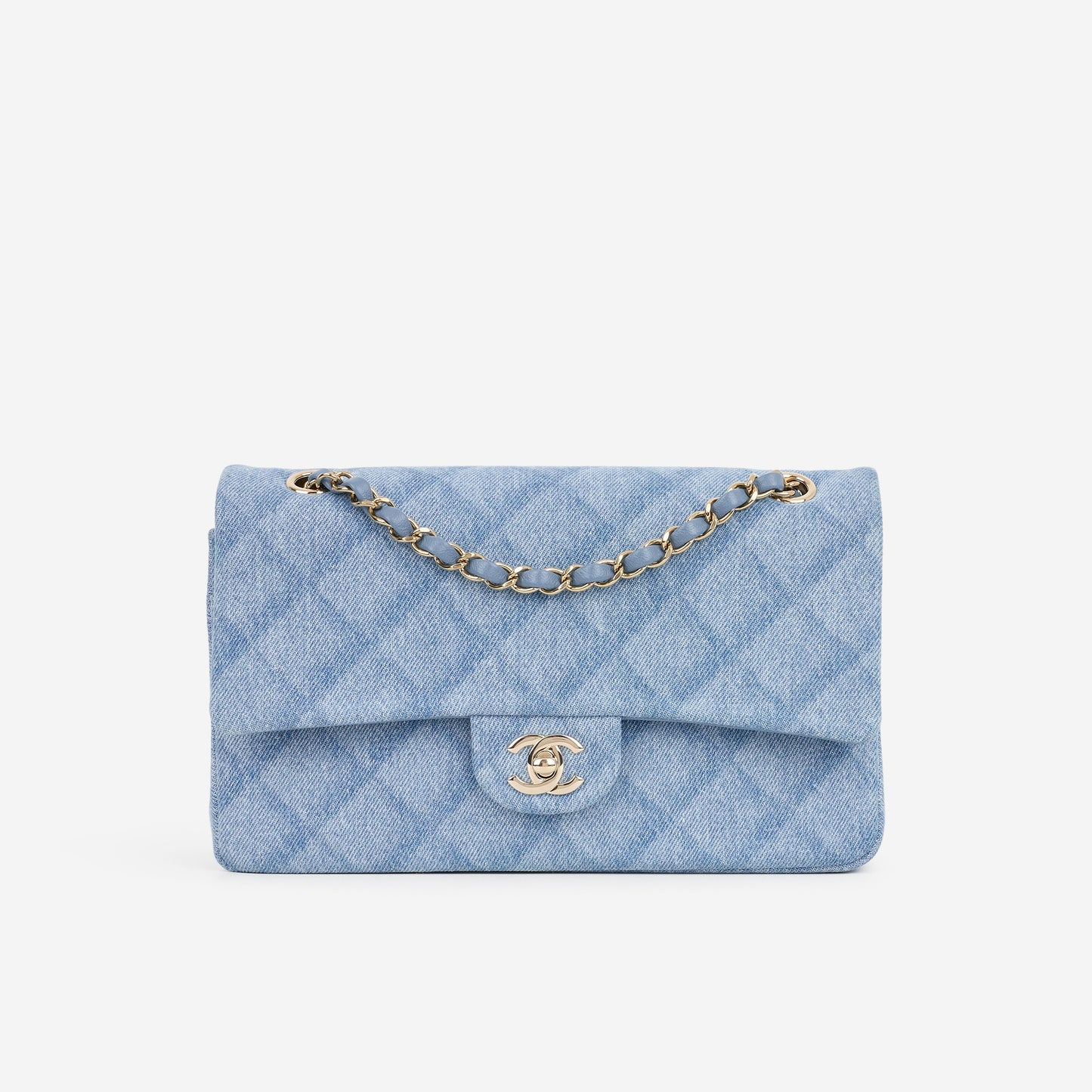 Chanel Medium Classic Flap - Light Denim Tromp L'oeil | Champagne Gold Hardware