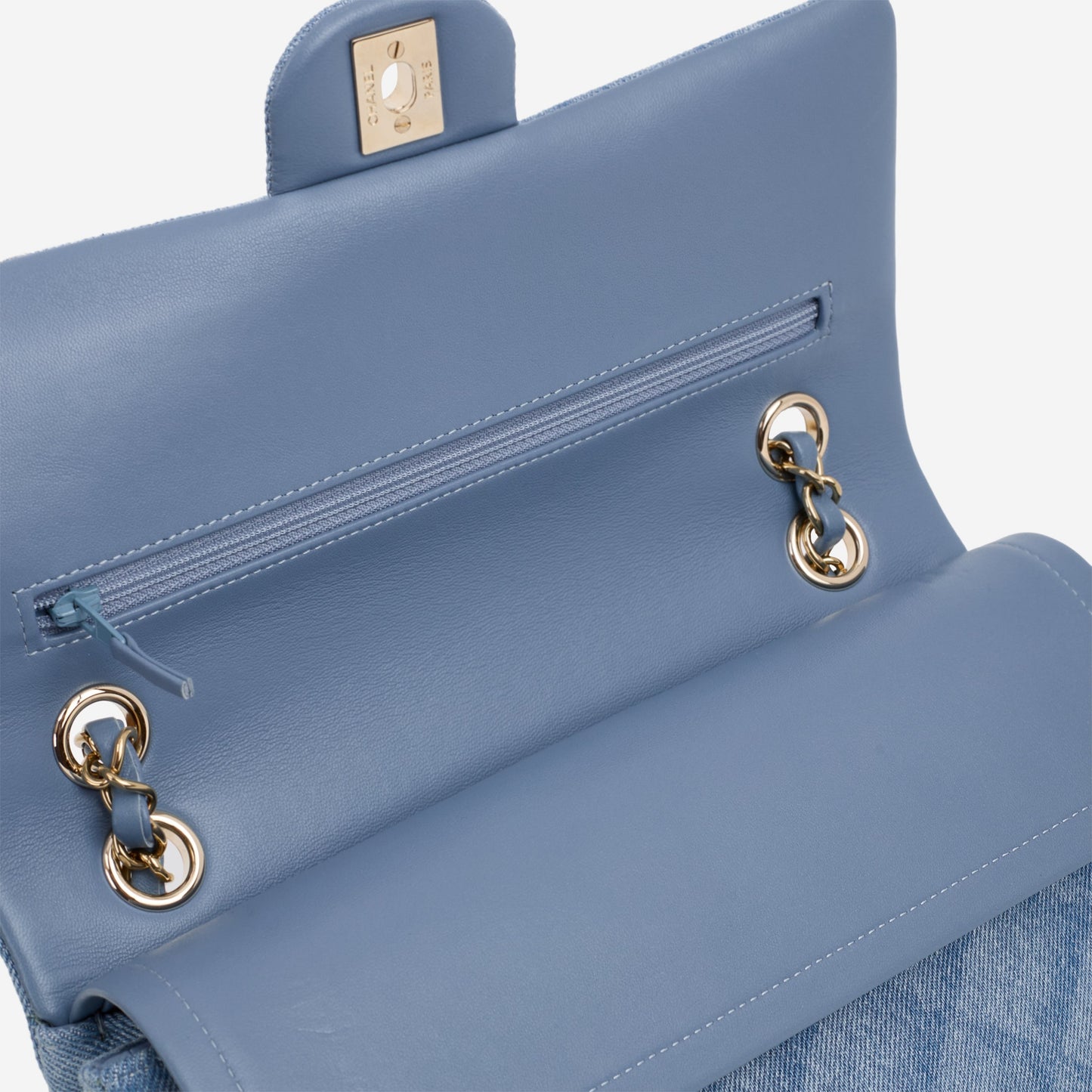 Chanel Medium Classic Flap - Light Denim Tromp L'oeil | Champagne Gold Hardware