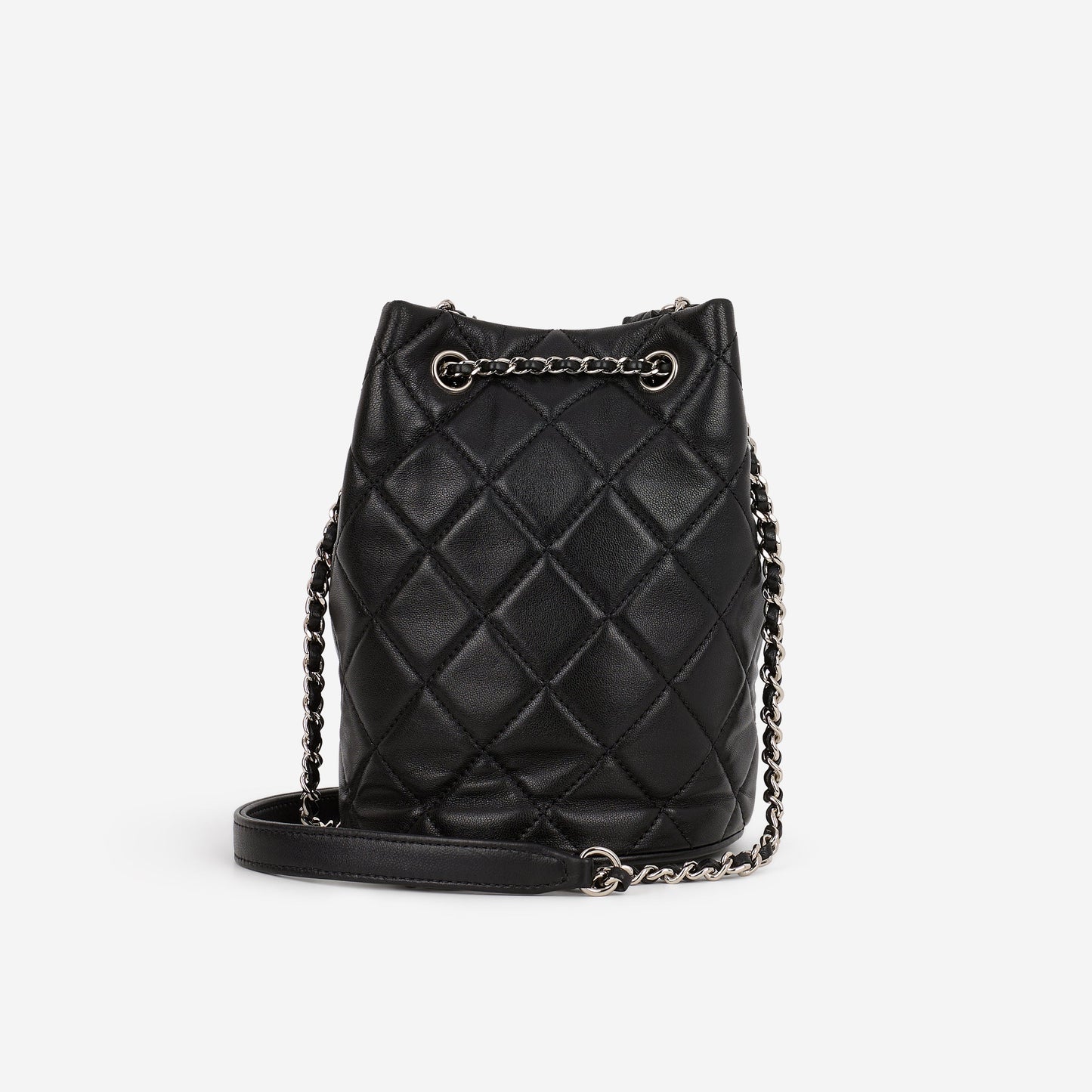 Chanel Rainbow CC Drawstring Bucket Bag - Black Lambskin | Rainbow CC Hardware