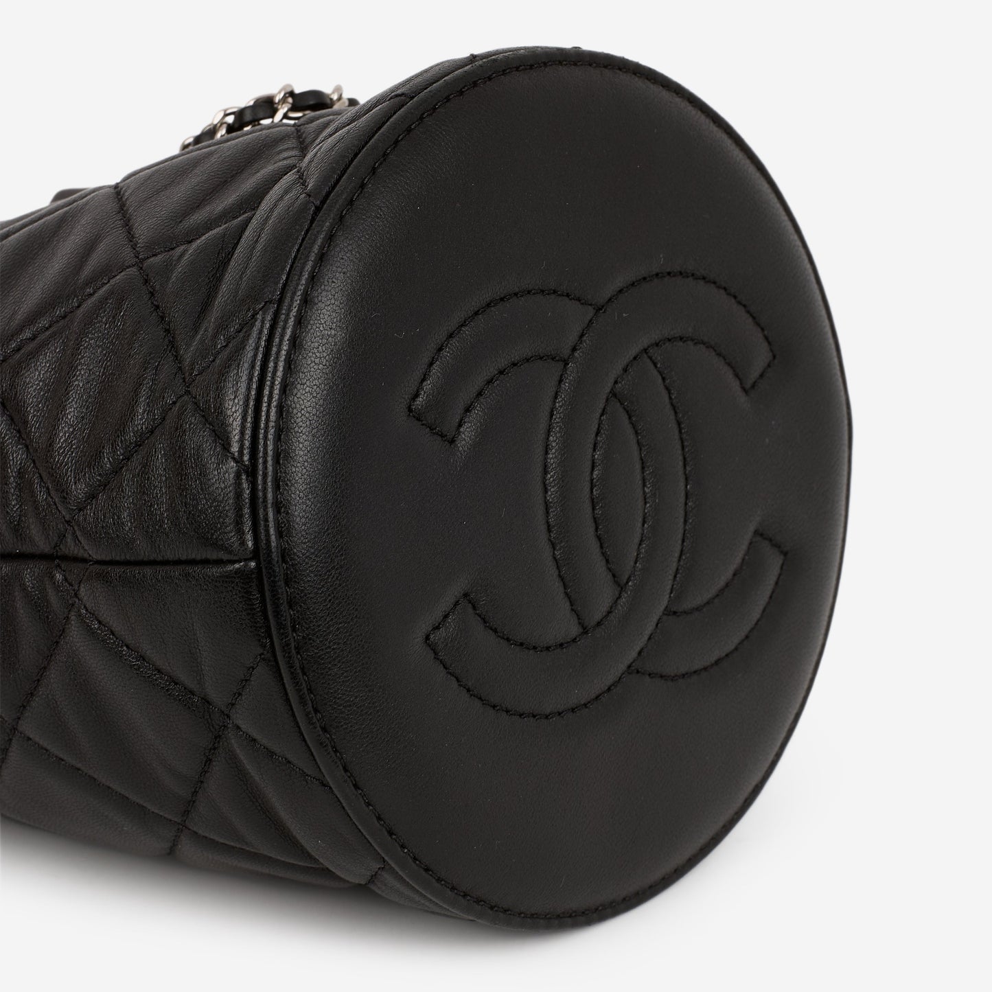 Chanel Rainbow CC Drawstring Bucket Bag - Black Lambskin | Rainbow CC Hardware