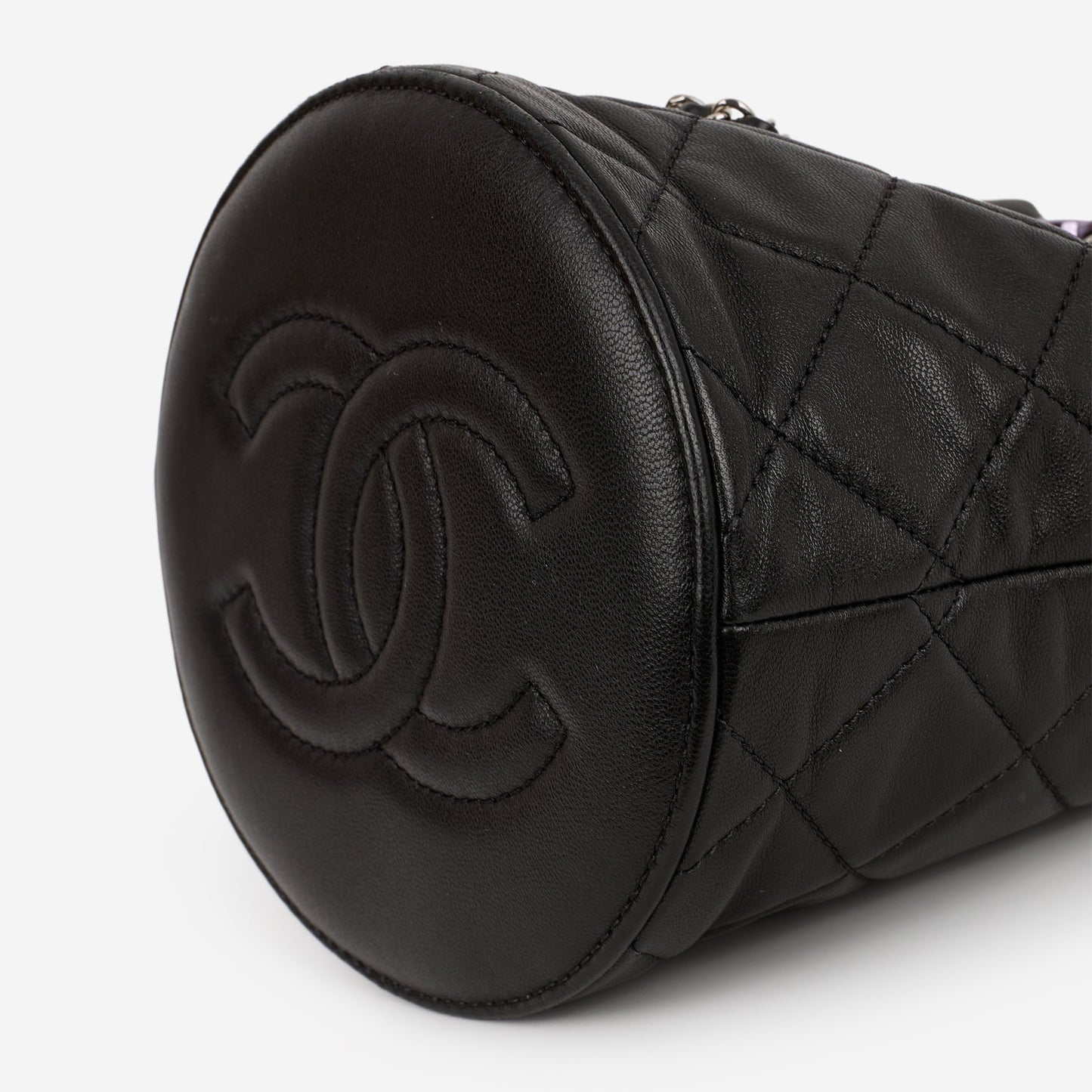 Chanel Rainbow CC Drawstring Bucket Bag - Black Lambskin | Rainbow CC Hardware