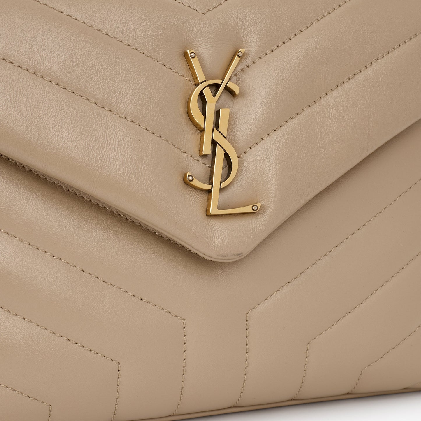 Saint Laurent Small Loulou - Beige Calfskin | Gold Hardware