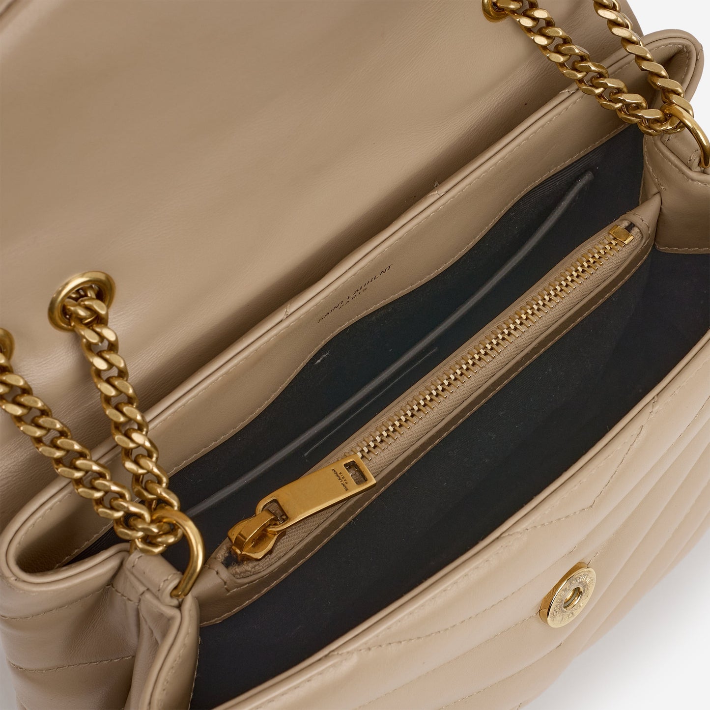 Saint Laurent Small Loulou - Beige Calfskin | Gold Hardware