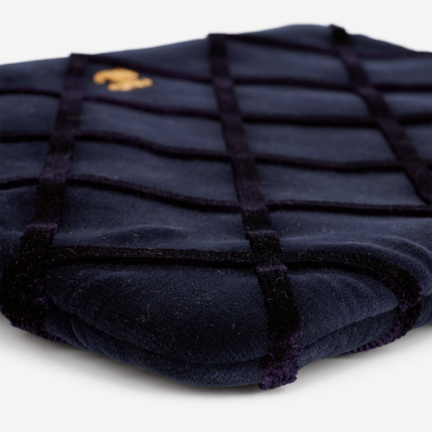 Chanel Medium O Case - Navy Black Quilted Velvet | Gold-tone Hardware