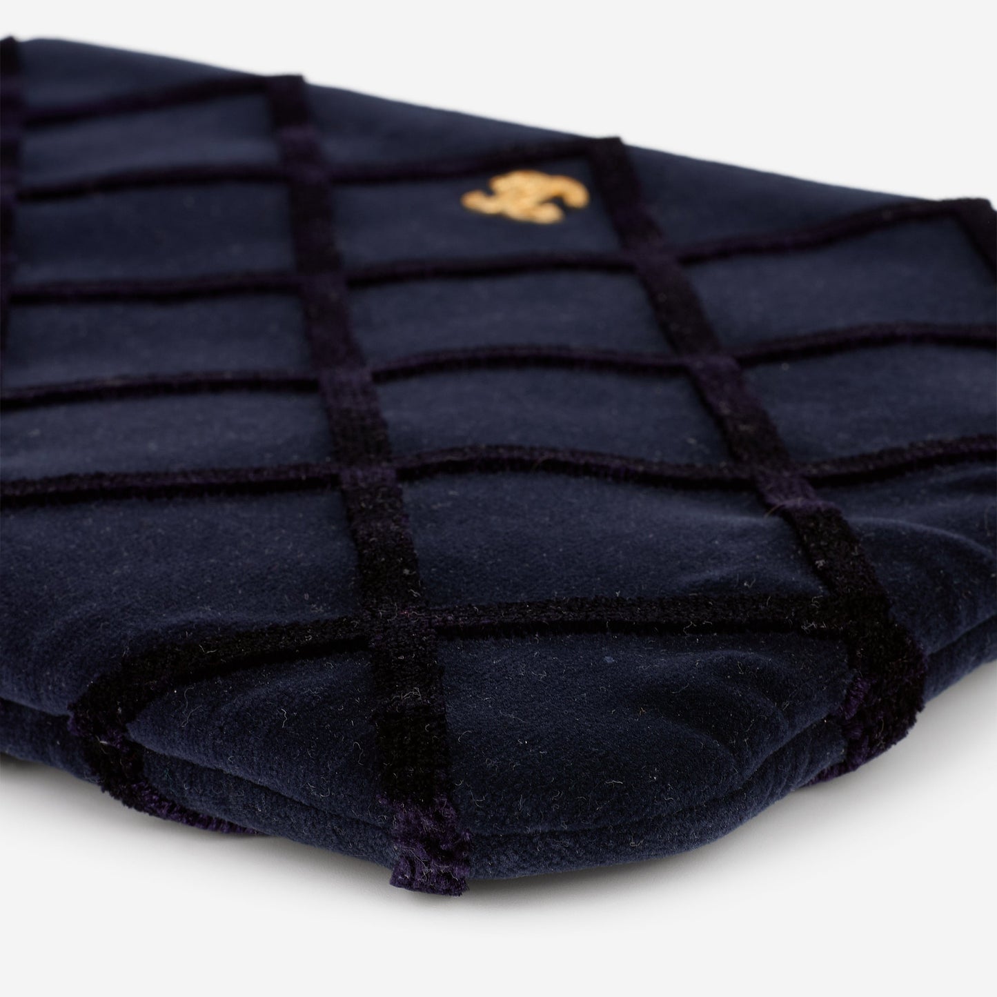Chanel Medium O Case - Navy Black Quilted Velvet | Gold-tone Hardware