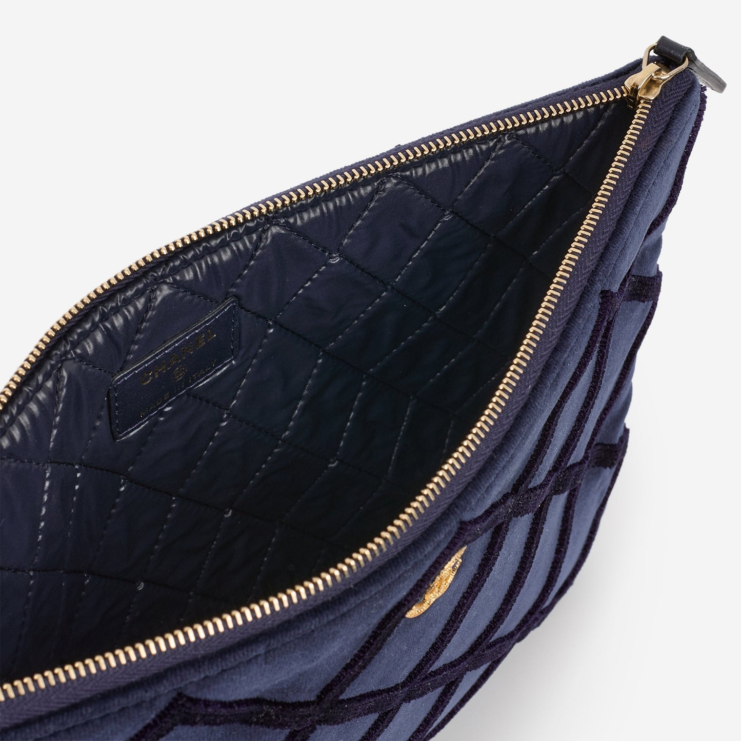 Chanel Medium O Case - Navy Black Quilted Velvet | Gold-tone Hardware