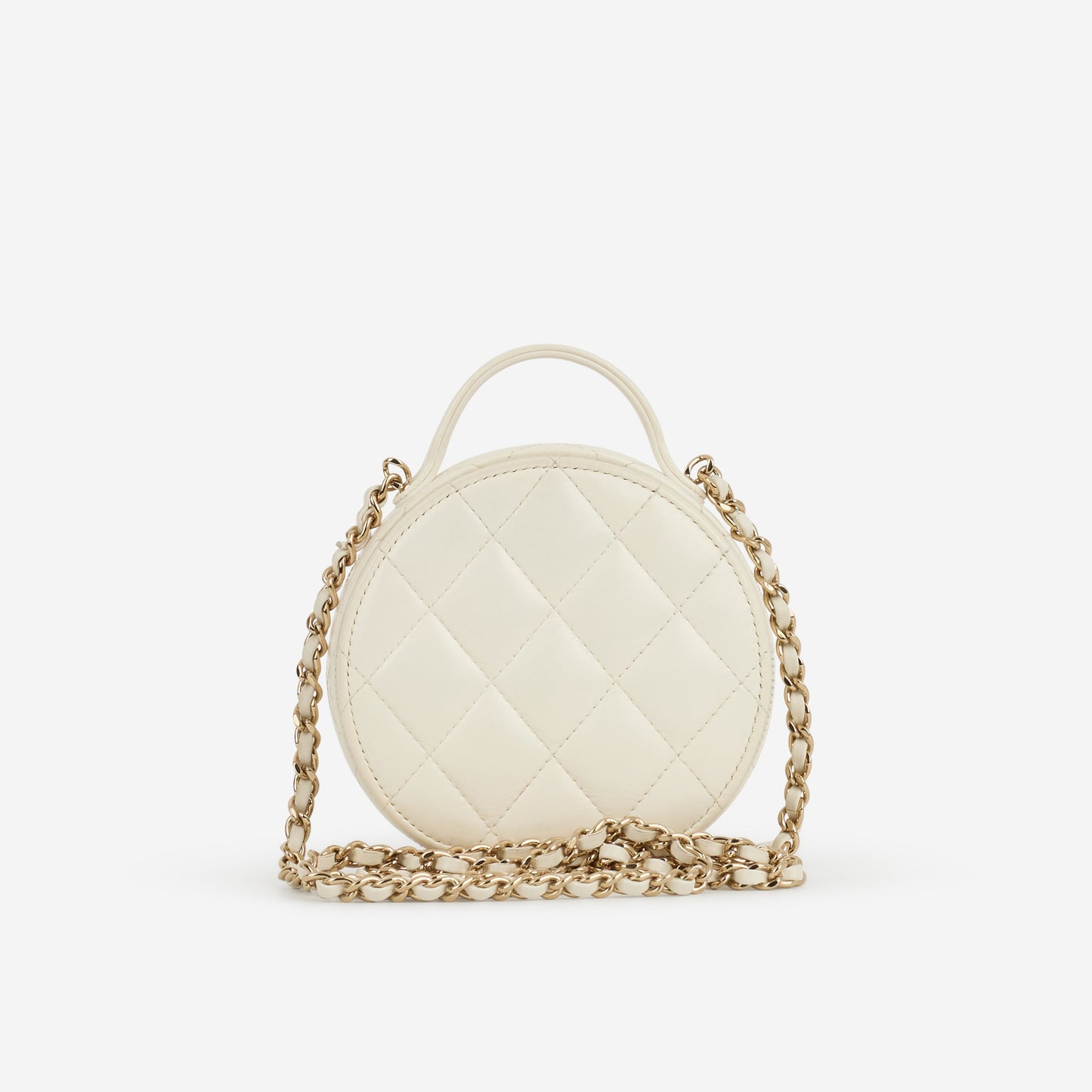 Chanel Handle with Care Vanity Case - White Patent | Champagne Gold Hardware