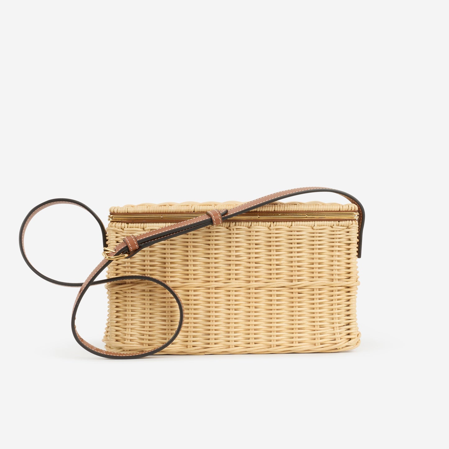 Celine Claude Shoulder Bag - Wicker / Tan Calfskin | Gold Hardware