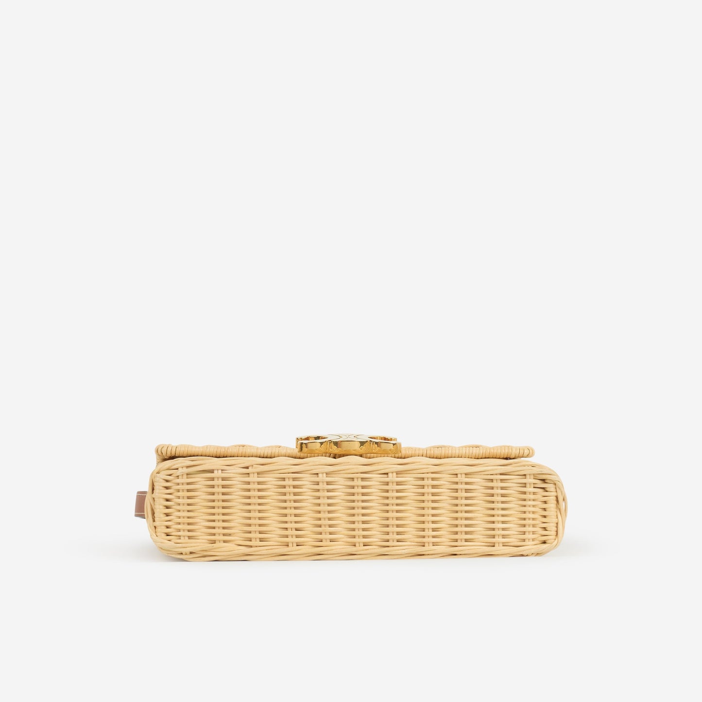 Celine Claude Shoulder Bag - Wicker / Tan Calfskin | Gold Hardware