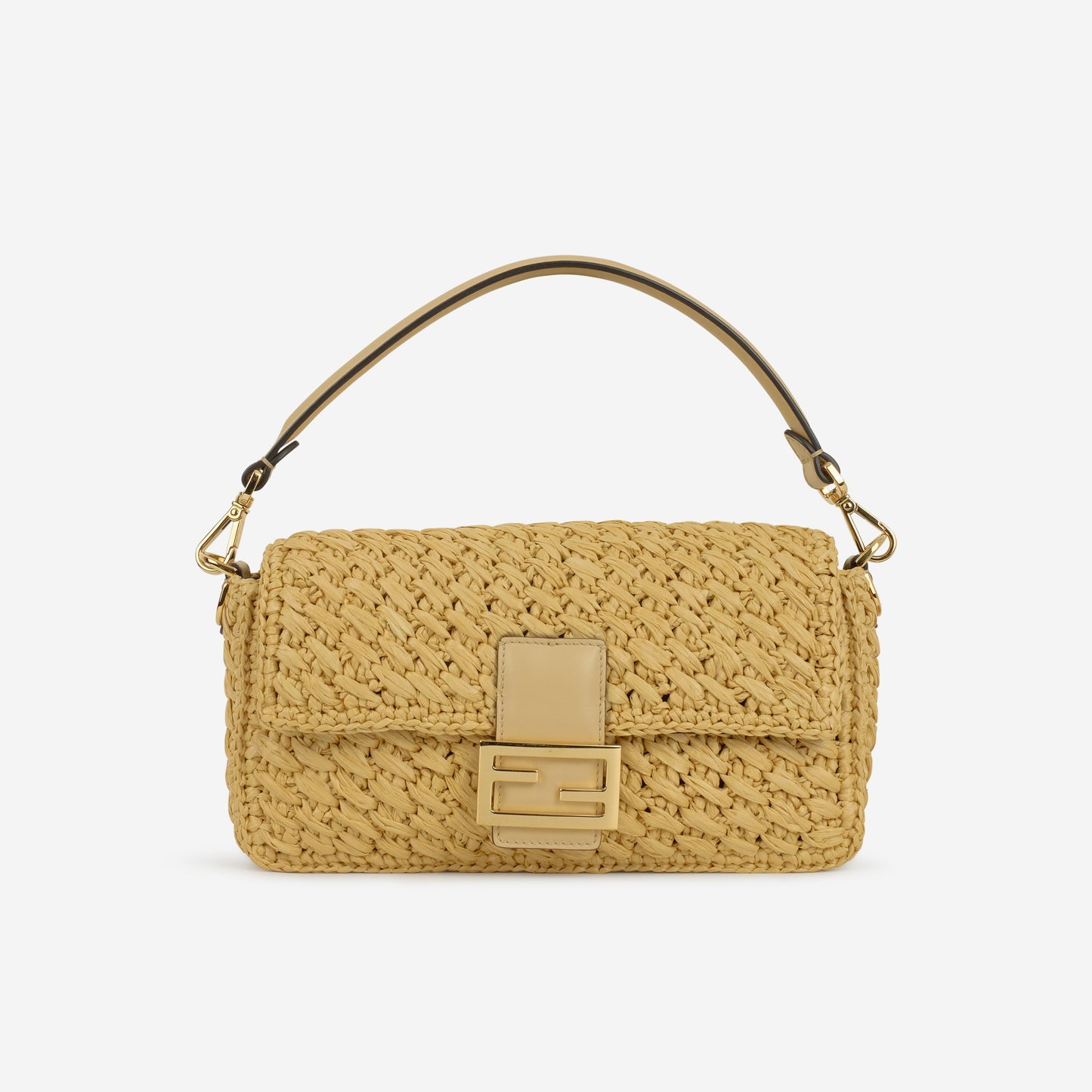 Fendi - Medium Baguette - Natural Straw Crochet | Calfskin CGHW