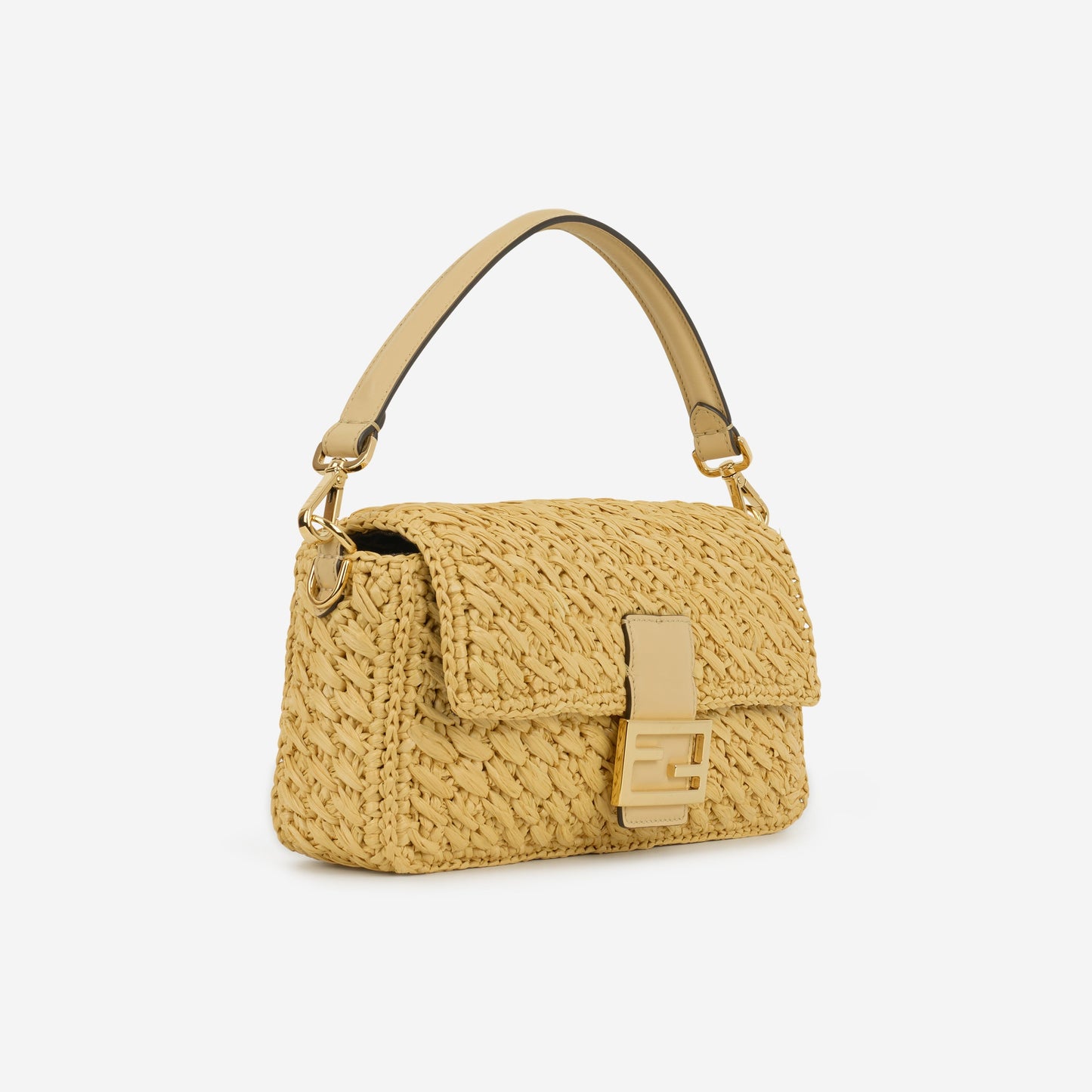 Fendi - Medium Baguette - Natural Straw Crochet | Calfskin CGHW