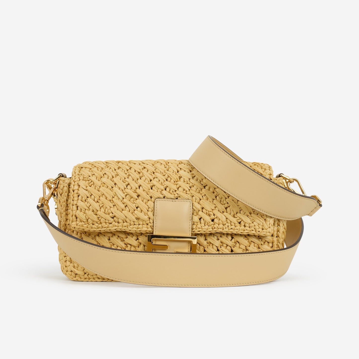 Fendi - Medium Baguette - Natural Straw Crochet | Calfskin CGHW