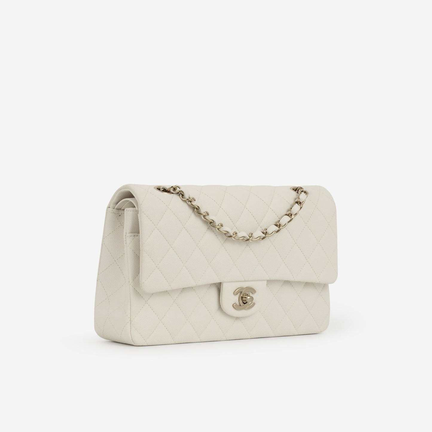Chanel Medium Classic Flap - Off White Caviar | Champagne Gold Hardware