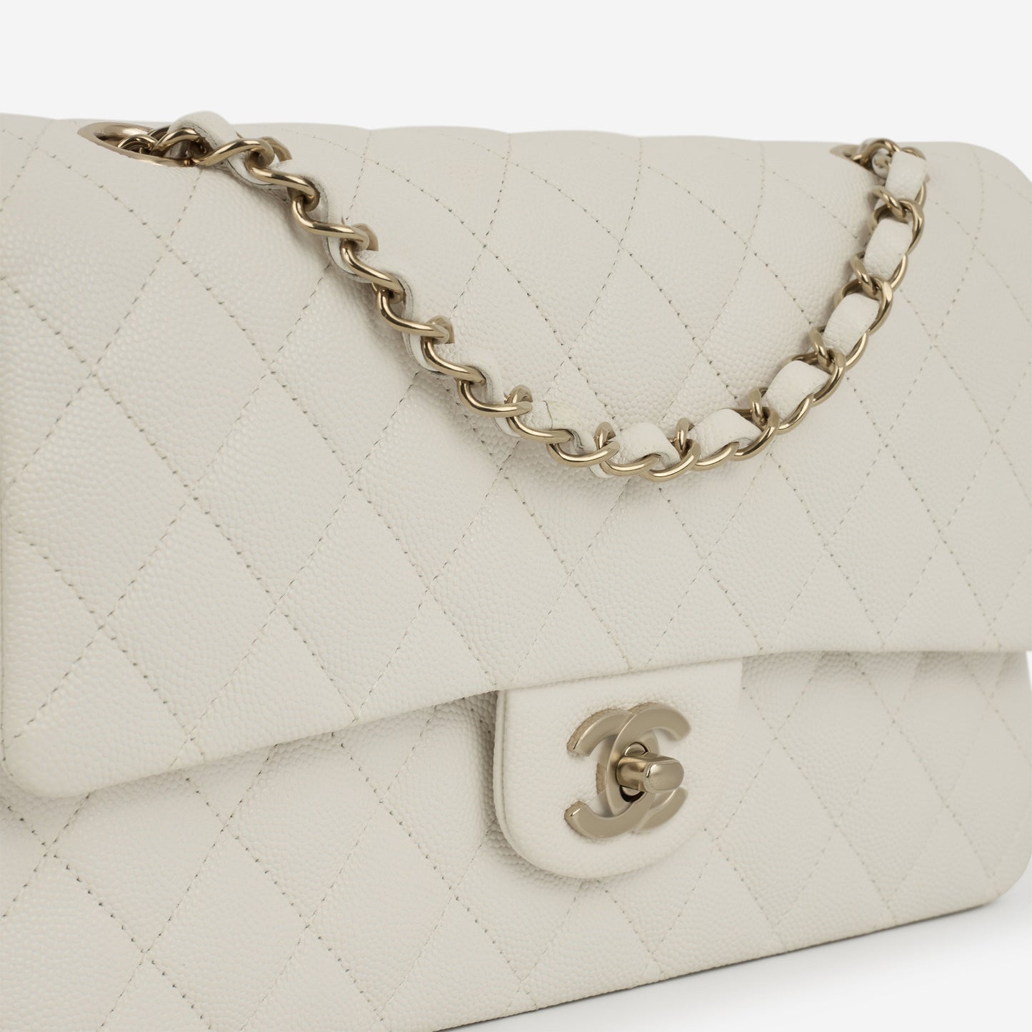 Chanel Medium Classic Flap - Off White Caviar | Champagne Gold Hardware