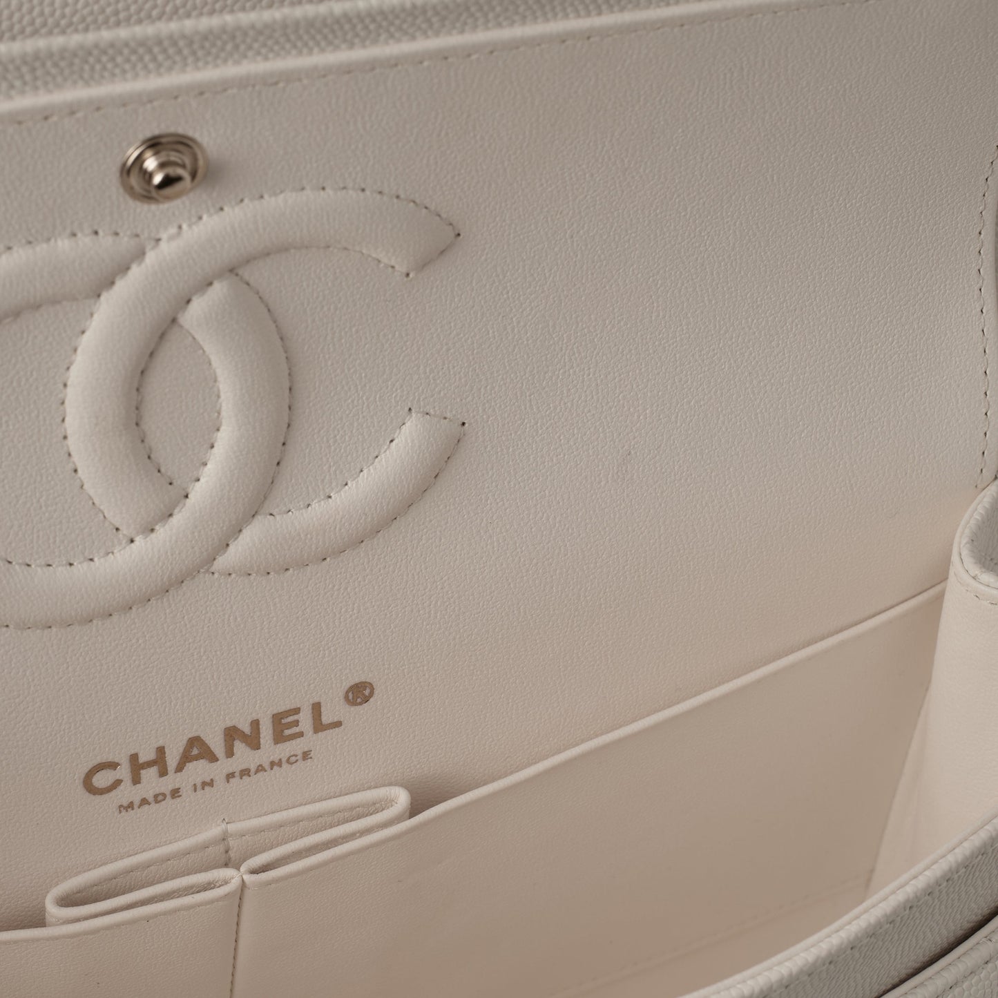 Chanel Medium Classic Flap - Off White Caviar | Champagne Gold Hardware