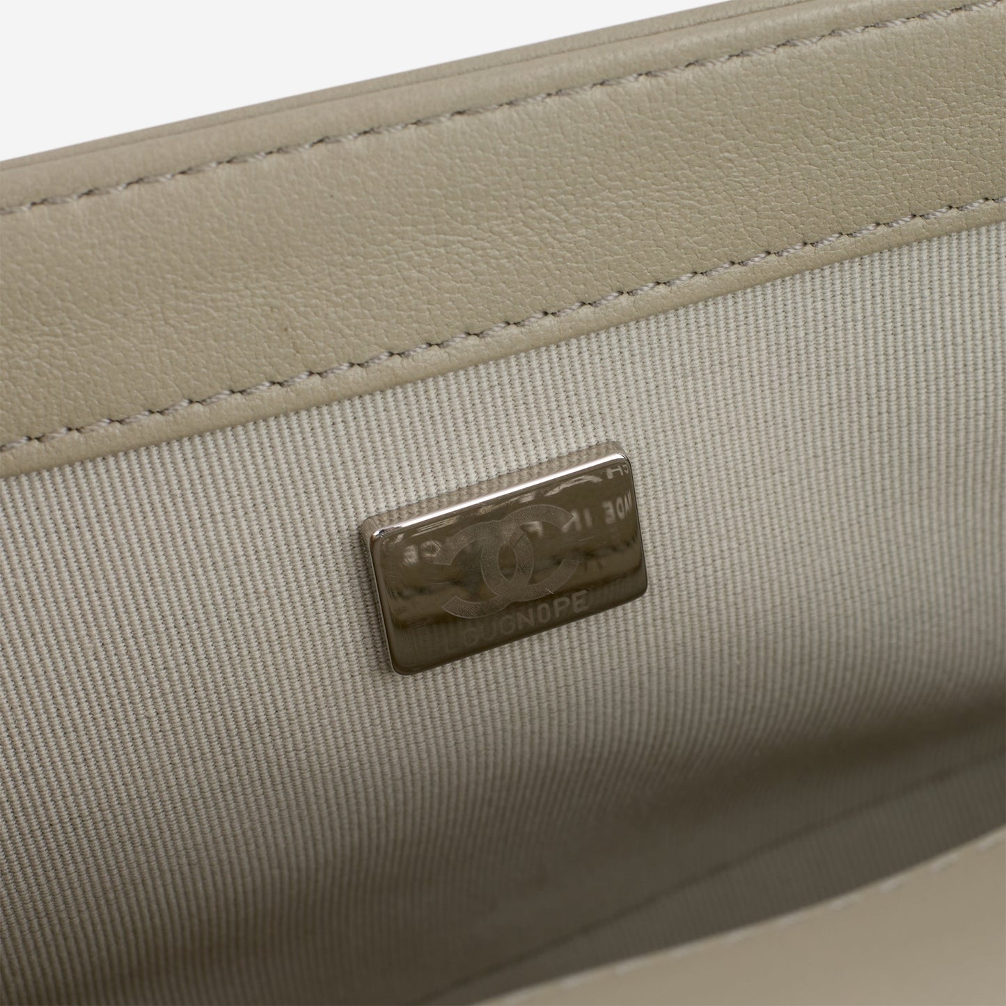 Chanel Old Medium Boy Bag - Grey Chevron | Silver Hardware