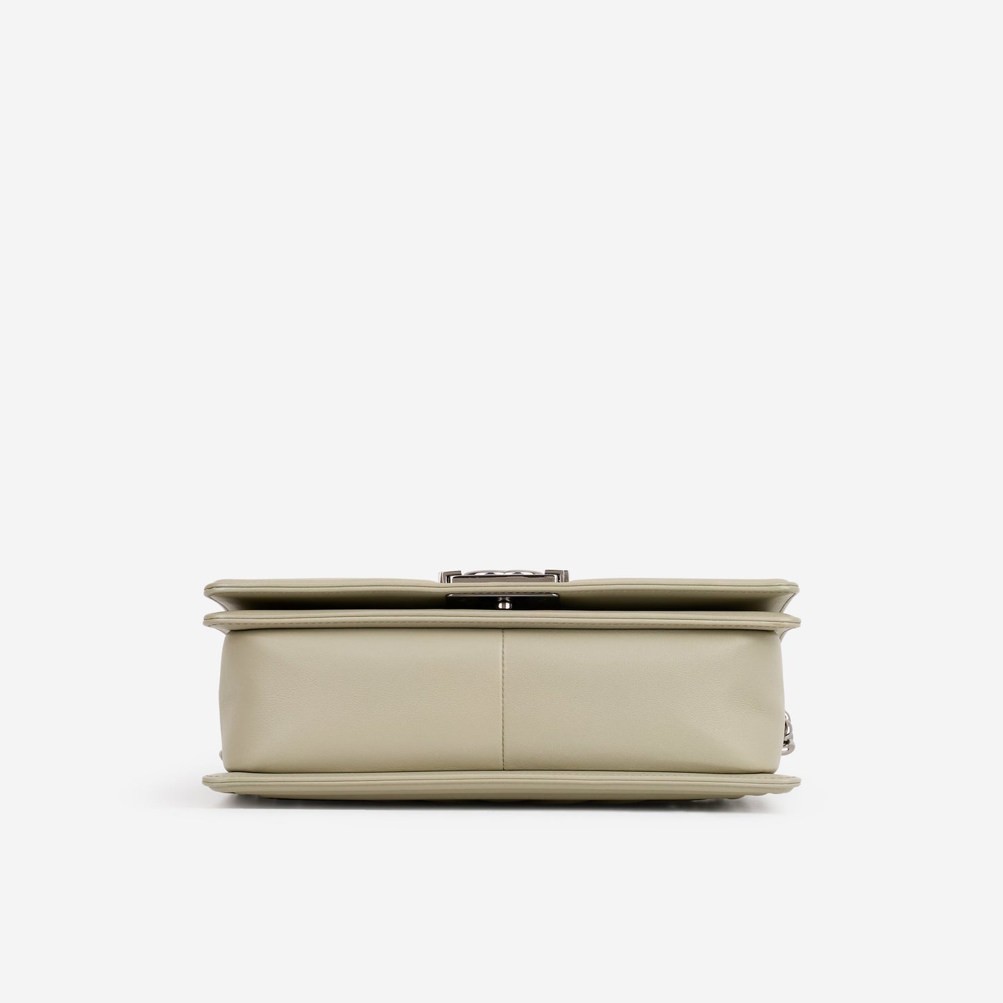 Chanel Old Medium Boy Bag - Grey Chevron | Silver Hardware