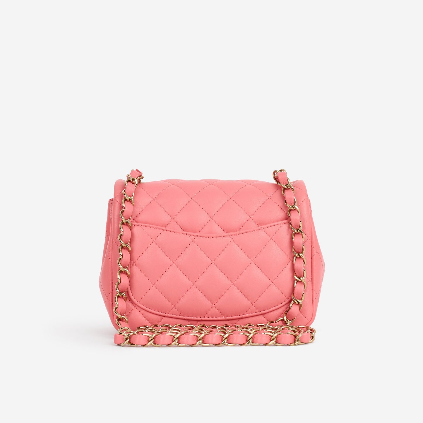 Chanel Mini Square Classic Flap - Pink Lambskin | Champagne Gold Hardware