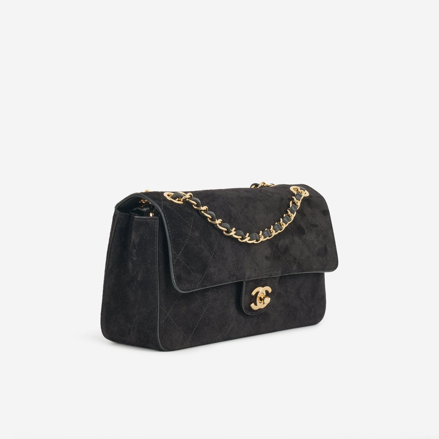 Chanel SS26 Medium Flap - Black Suede | Gold Hardware