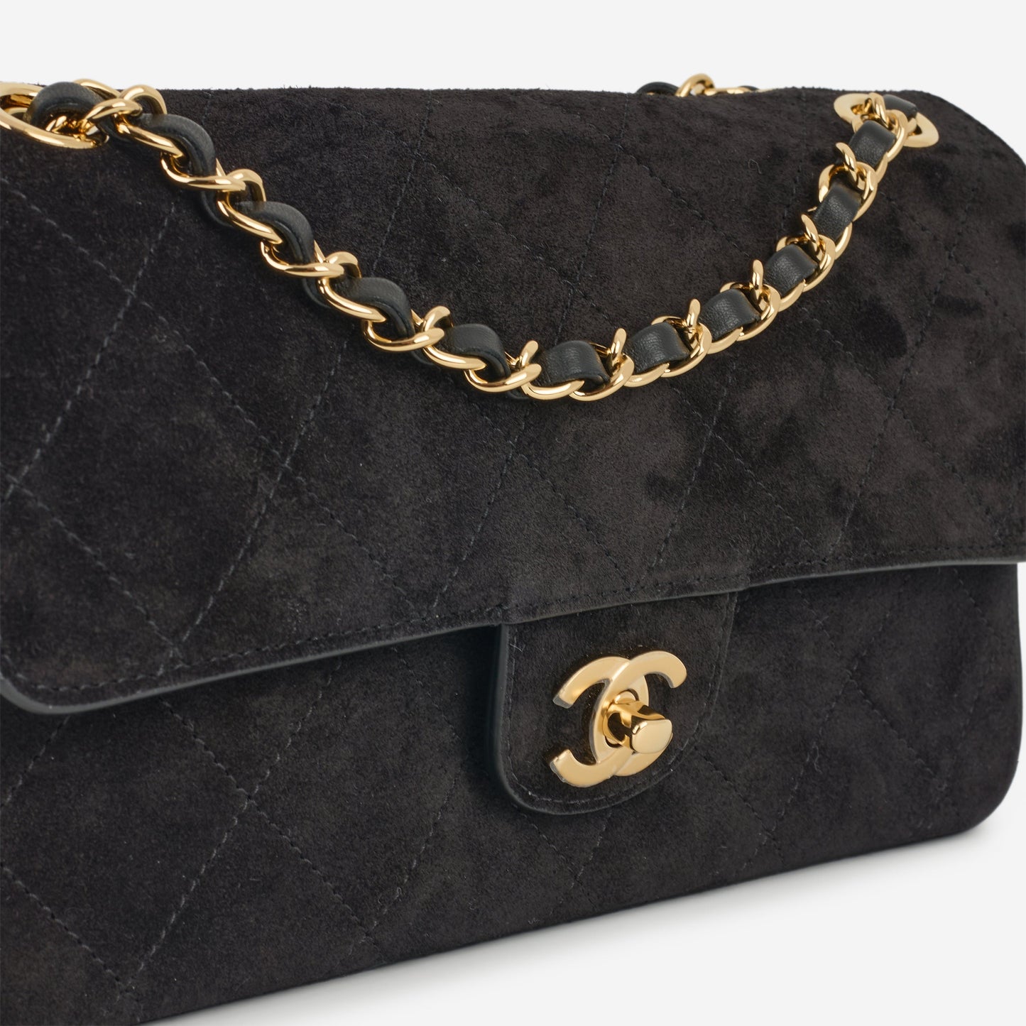 Chanel SS26 Medium Flap - Black Suede | Gold Hardware