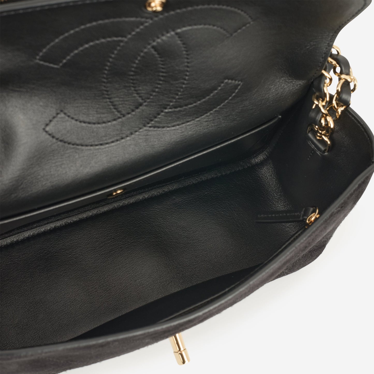 Chanel SS26 Medium Flap - Black Suede | Gold Hardware