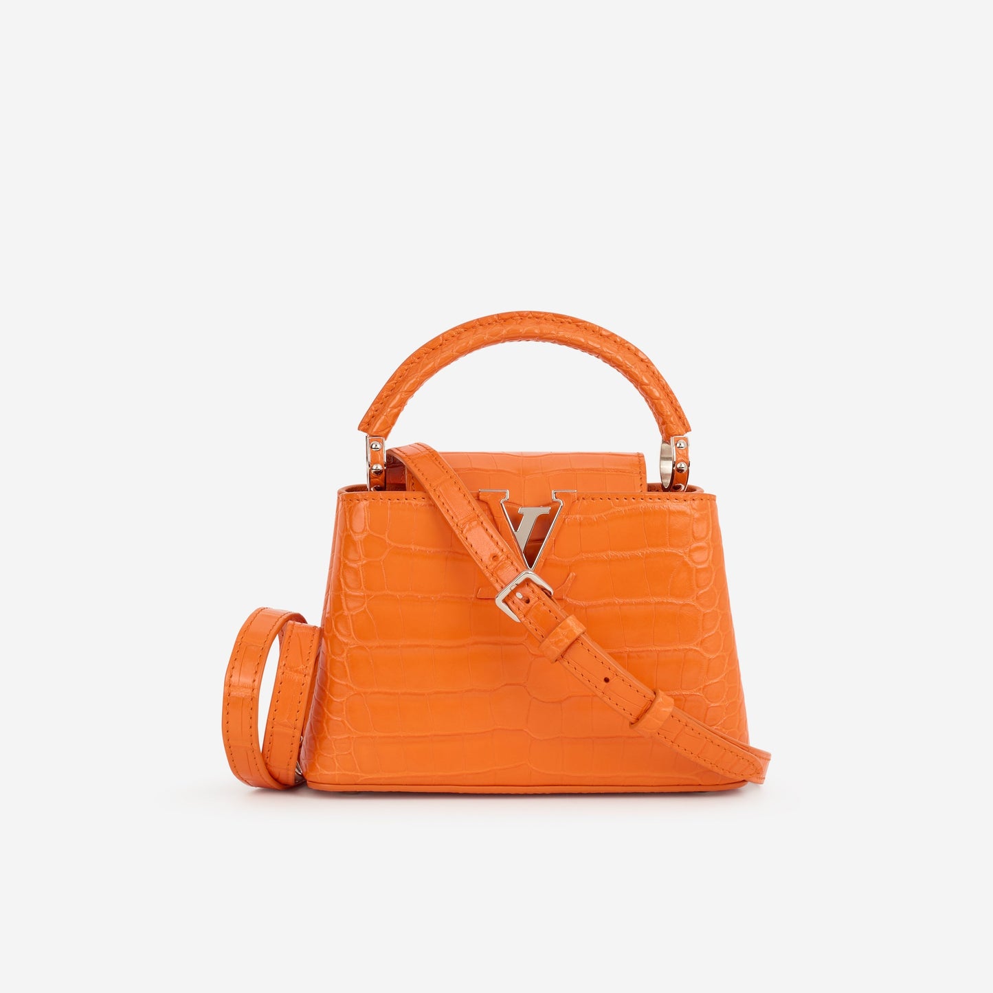 Louis Vuitton Mini Capucines - Orange Alligator Mississippiensis | Silver Hardware