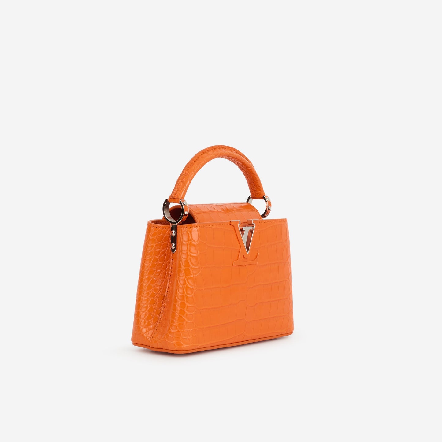 Louis Vuitton Mini Capucines - Orange Alligator Mississippiensis | Silver Hardware