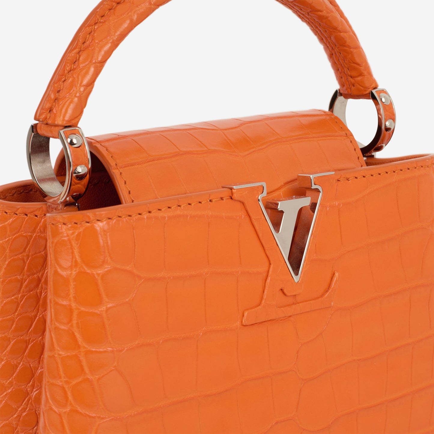 Louis Vuitton Mini Capucines - Orange Alligator Mississippiensis | Silver Hardware