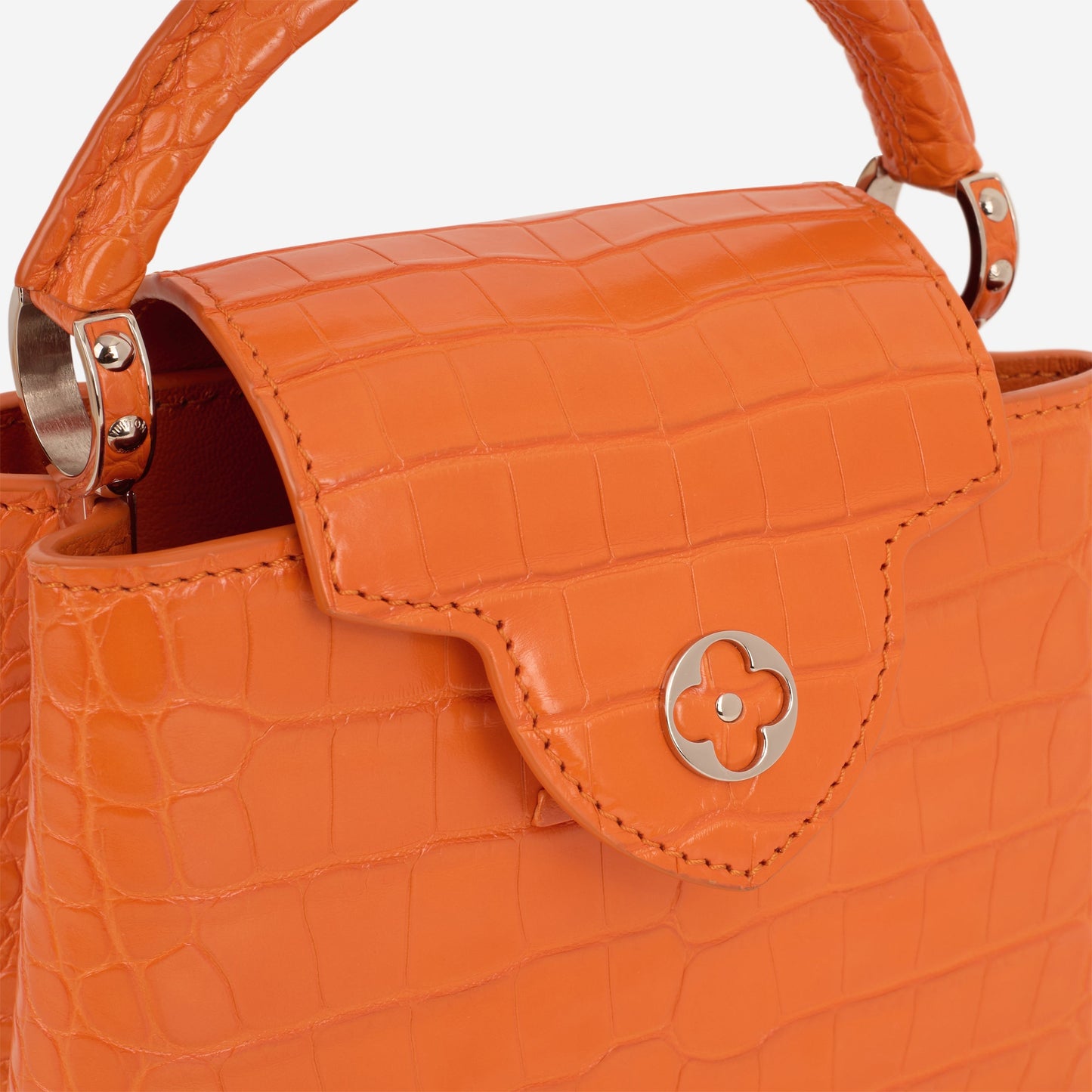 Louis Vuitton Mini Capucines - Orange Alligator Mississippiensis | Silver Hardware