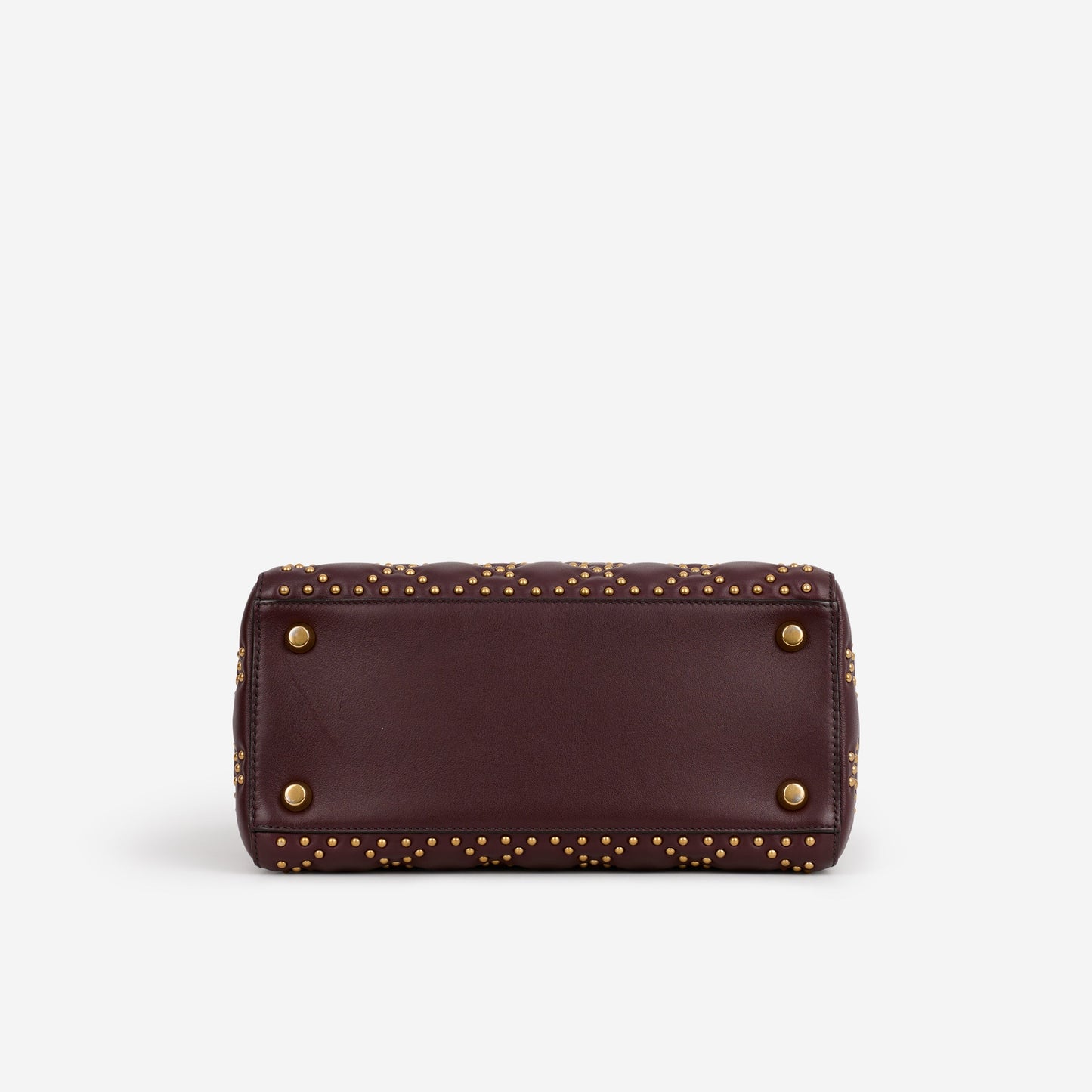 Dior Medium Lady Dior - Burgundy Studded Lambskin | Gold Hardware