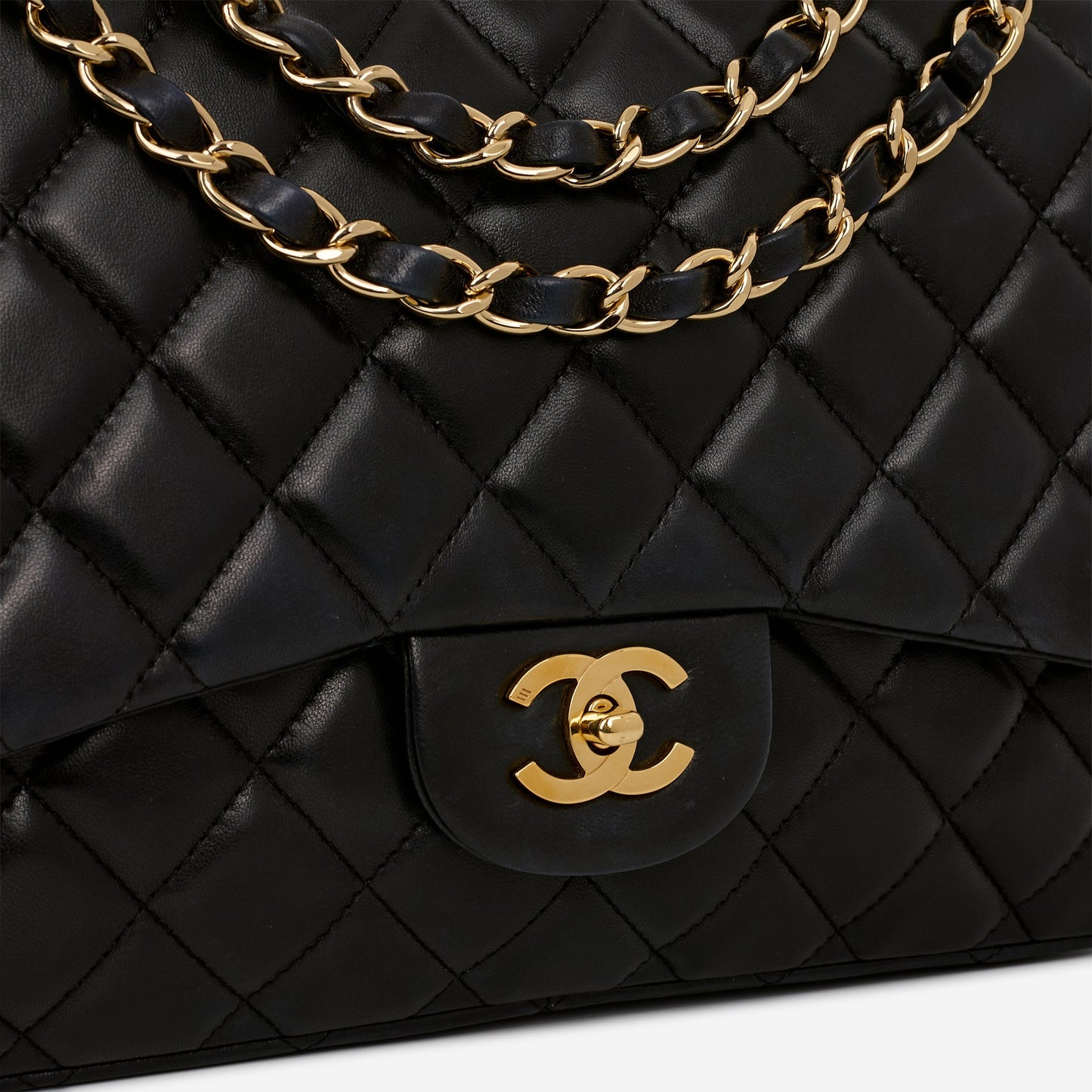 Chanel Single Flap Jumbo - Black Lambskin | Gold Hardware