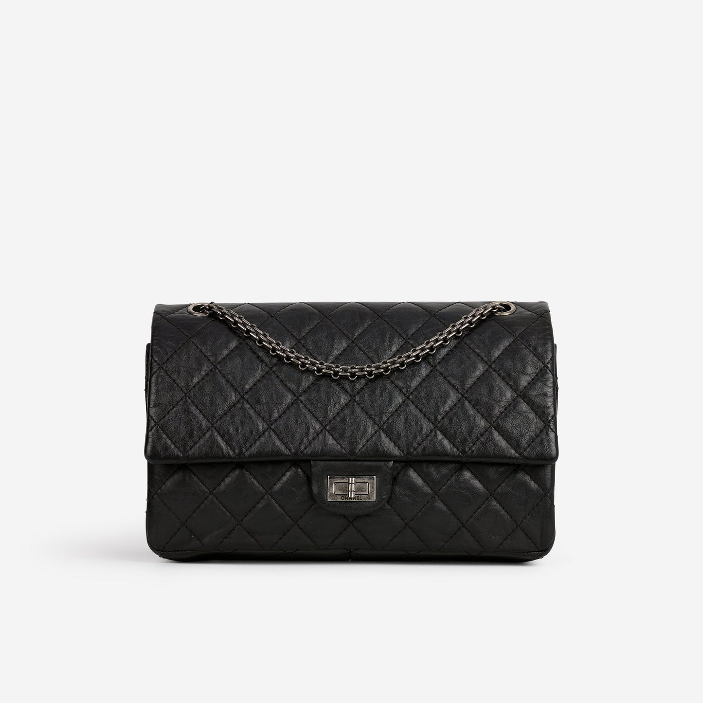 Chanel 2.55 Reissue 226 - Black Crumpled Calfskin | Ruthenium Hardware