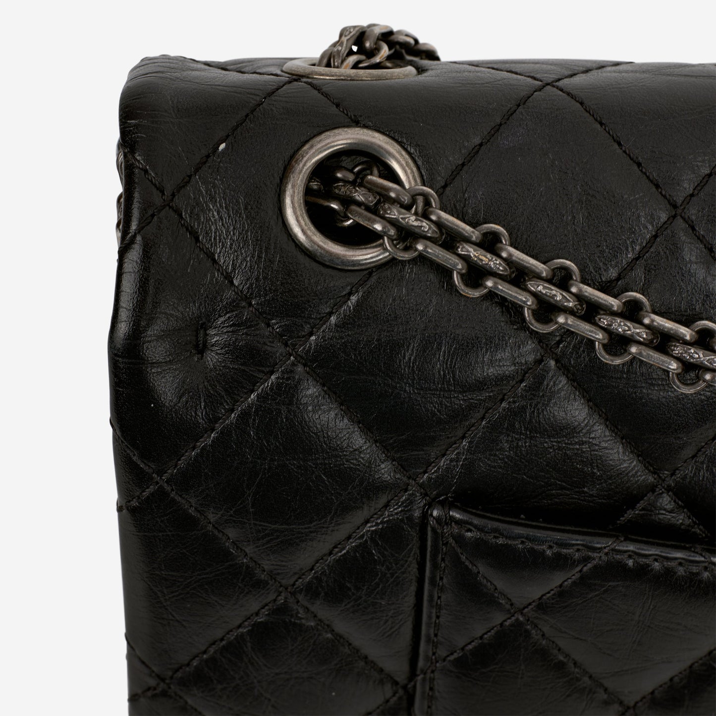 Chanel 2.55 Reissue 226 - Black Crumpled Calfskin | Ruthenium Hardware