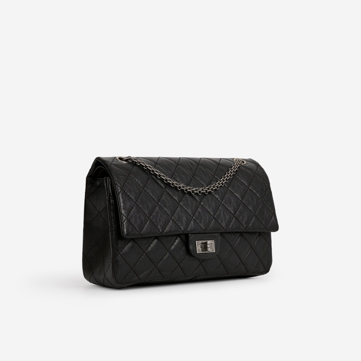 Chanel 2.55 Reissue 226 - Black Crumpled Calfskin | Ruthenium Hardware