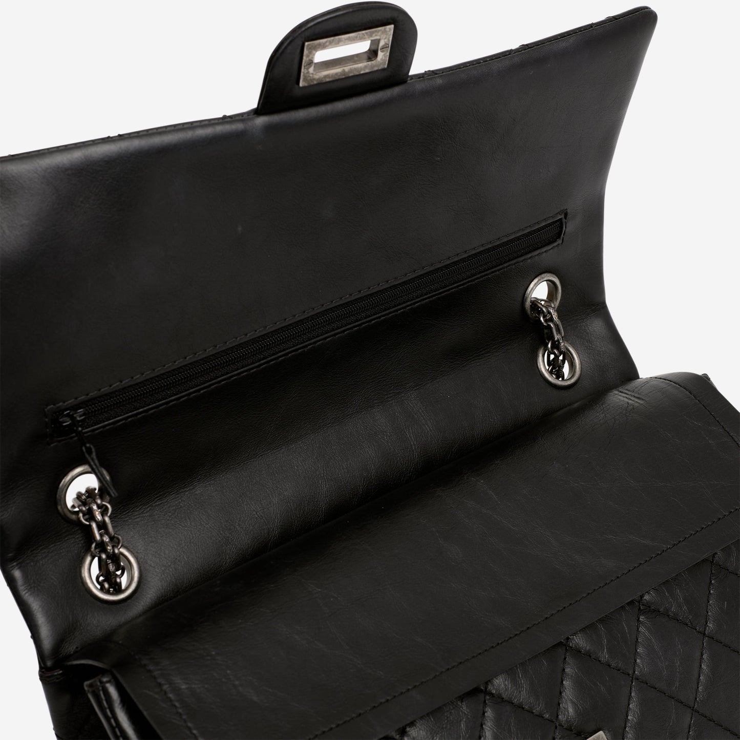 Chanel 2.55 Reissue 226 - Black Crumpled Calfskin | Ruthenium Hardware