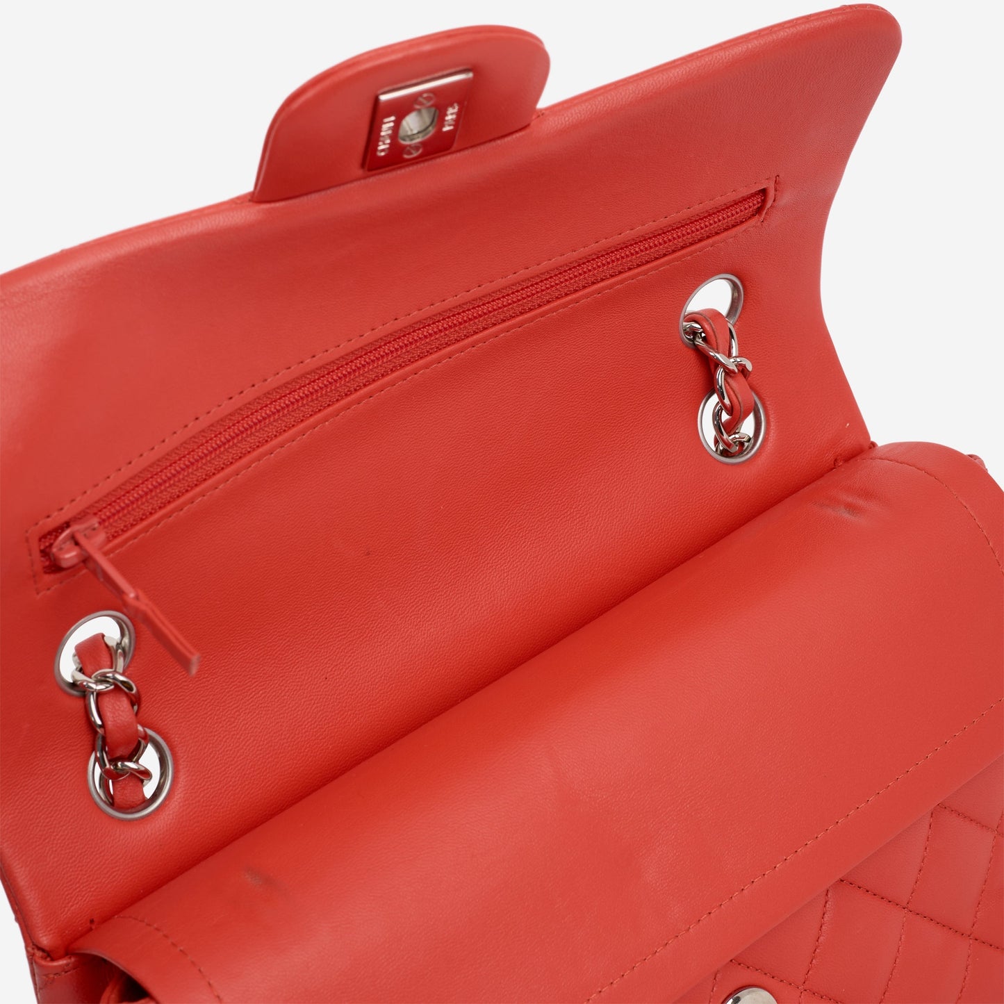 Chanel Small Classic Flap - Red Lambskin | Silver Hardware