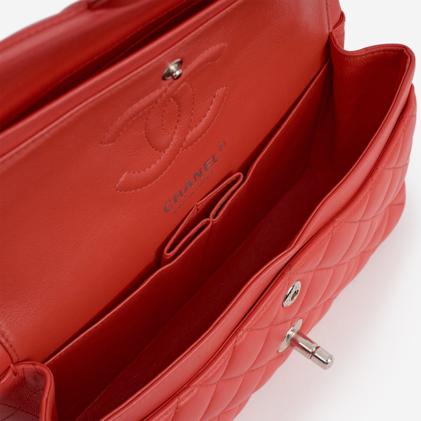 Chanel Small Classic Flap - Red Lambskin | Silver Hardware