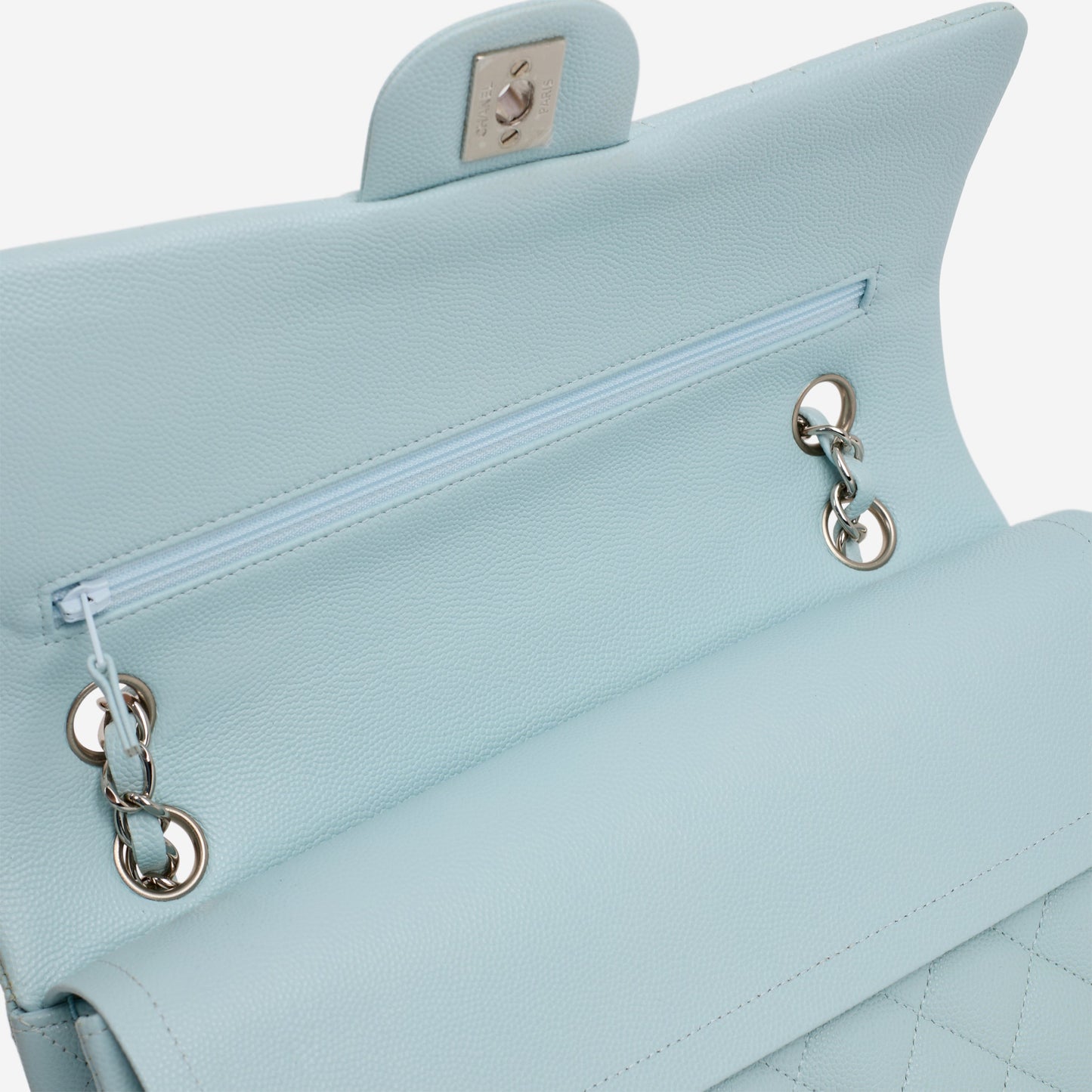 Chanel Medium Classic Flap - Light Blue Caviar | Silver Hardware